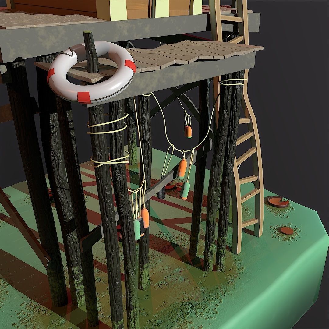 3D fishermans house Low-poly 3D model_5