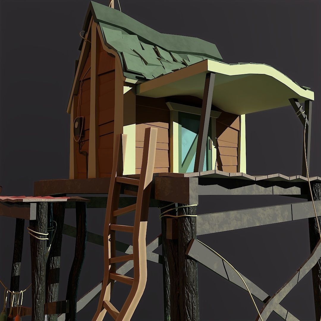 3D fishermans house Low-poly 3D model_4