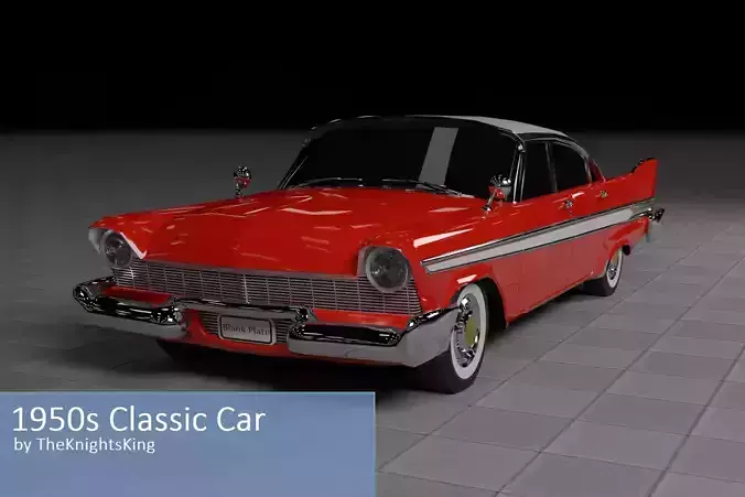 1950s Classic Car Low-poly 3D model