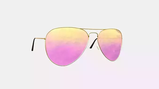 Sunglass Aviator 10 Yellow Pink - Character Design Fashion Low-poly 3D model