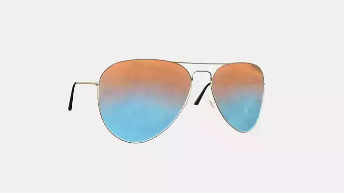 Sunglass Aviator 12 Orange Blue - Character Design Fashion Low-poly 3D model