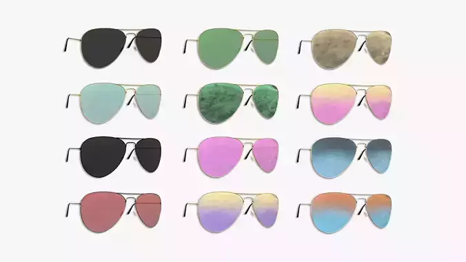12 Sunglasses Aviator Collection - Character Design Fashion 