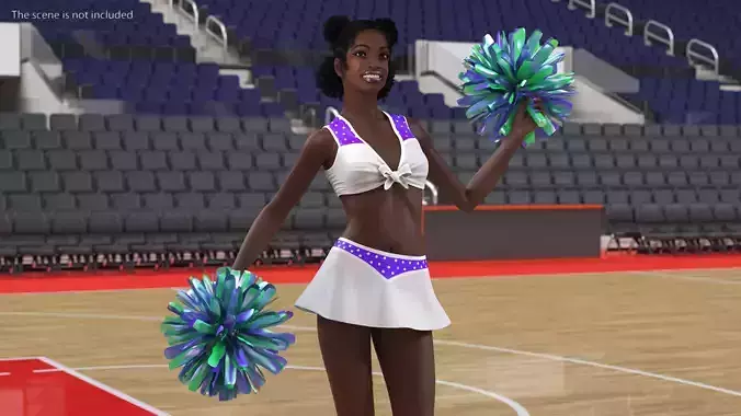 Young Black Woman Cheerleader Rigged for Modo 3D model