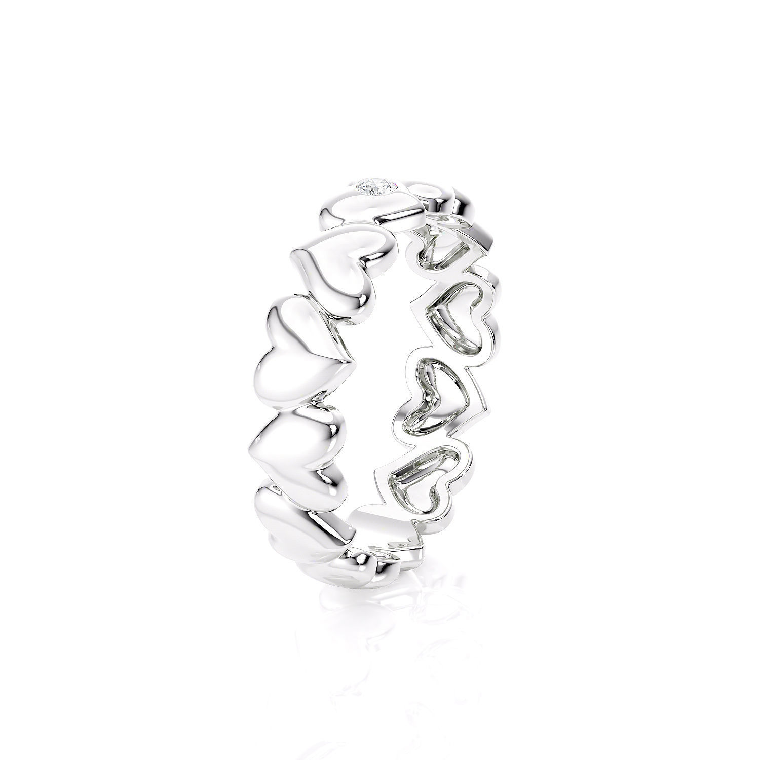 Band ring heart with stone printable 3d model 3D print model_6