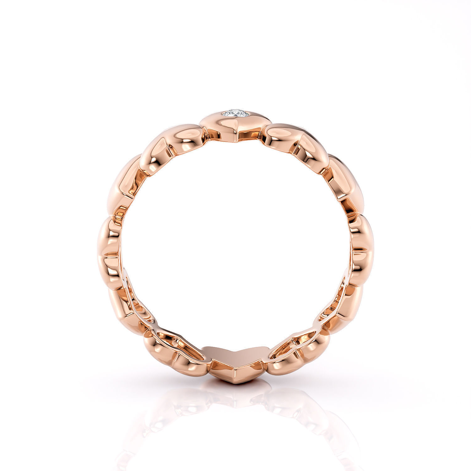 Band ring heart with stone printable 3d model 3D print model_4