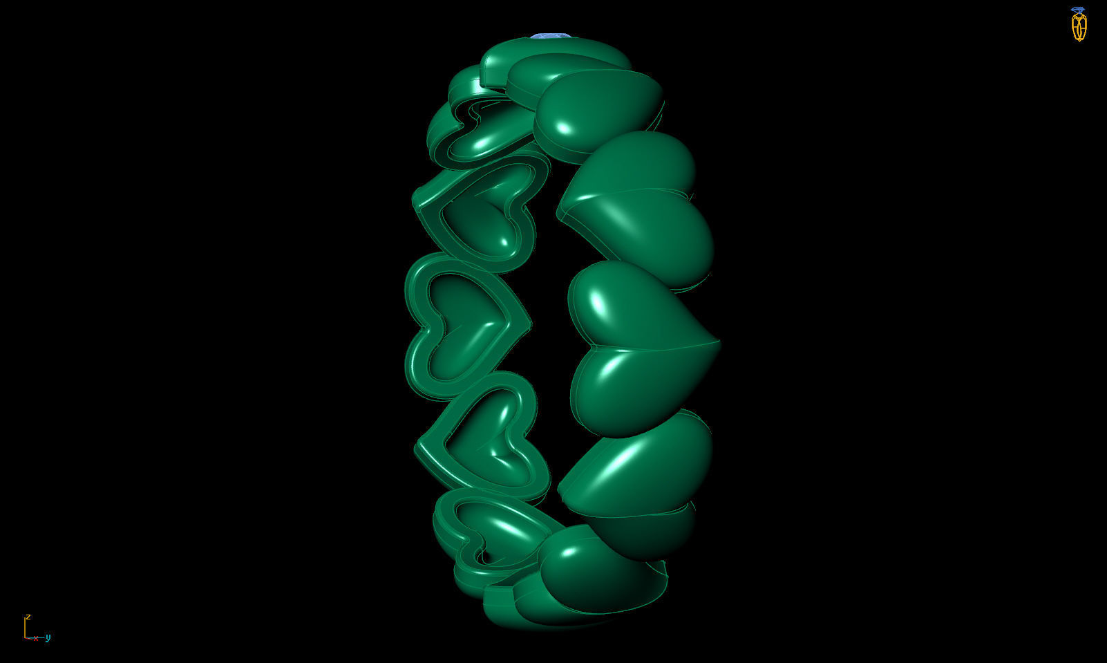 Band ring heart with stone printable 3d model 3D print model_16