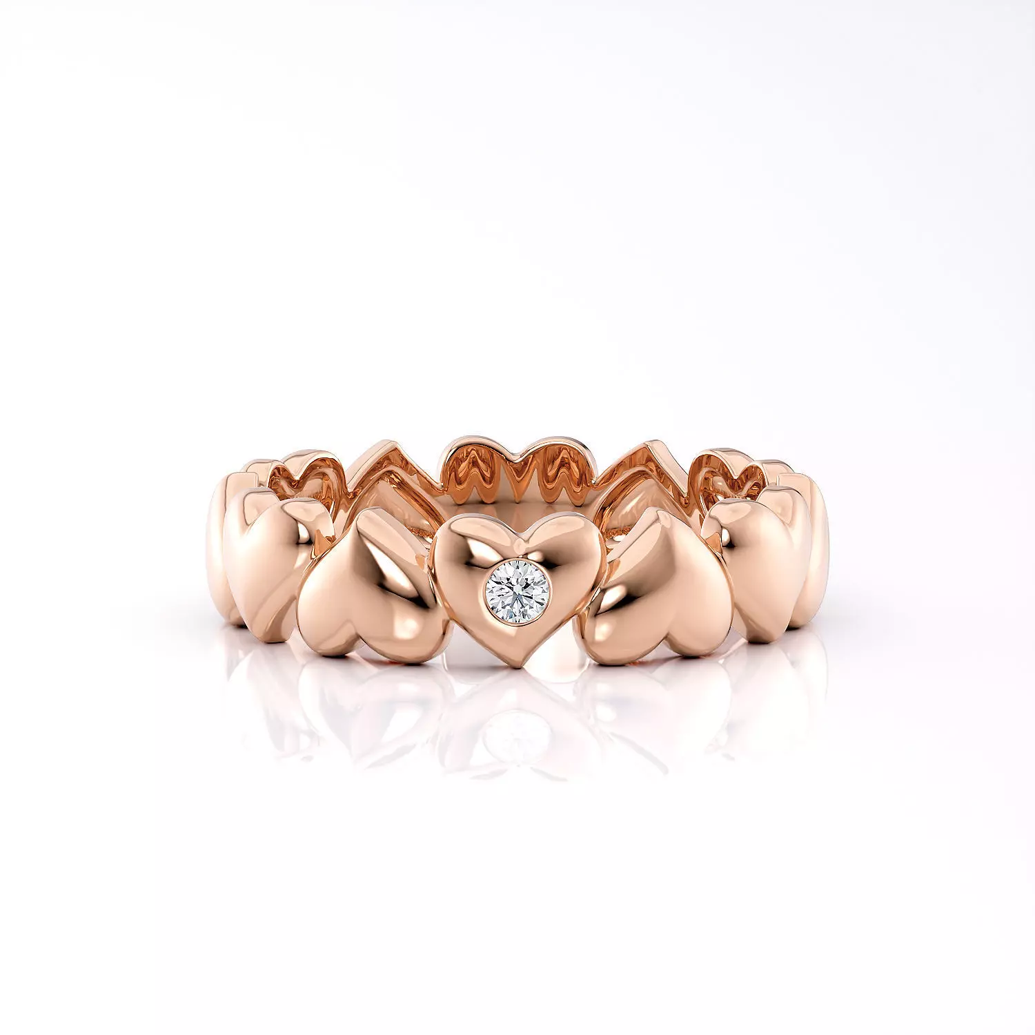 Band ring heart with stone printable 3d model 3D print model_0