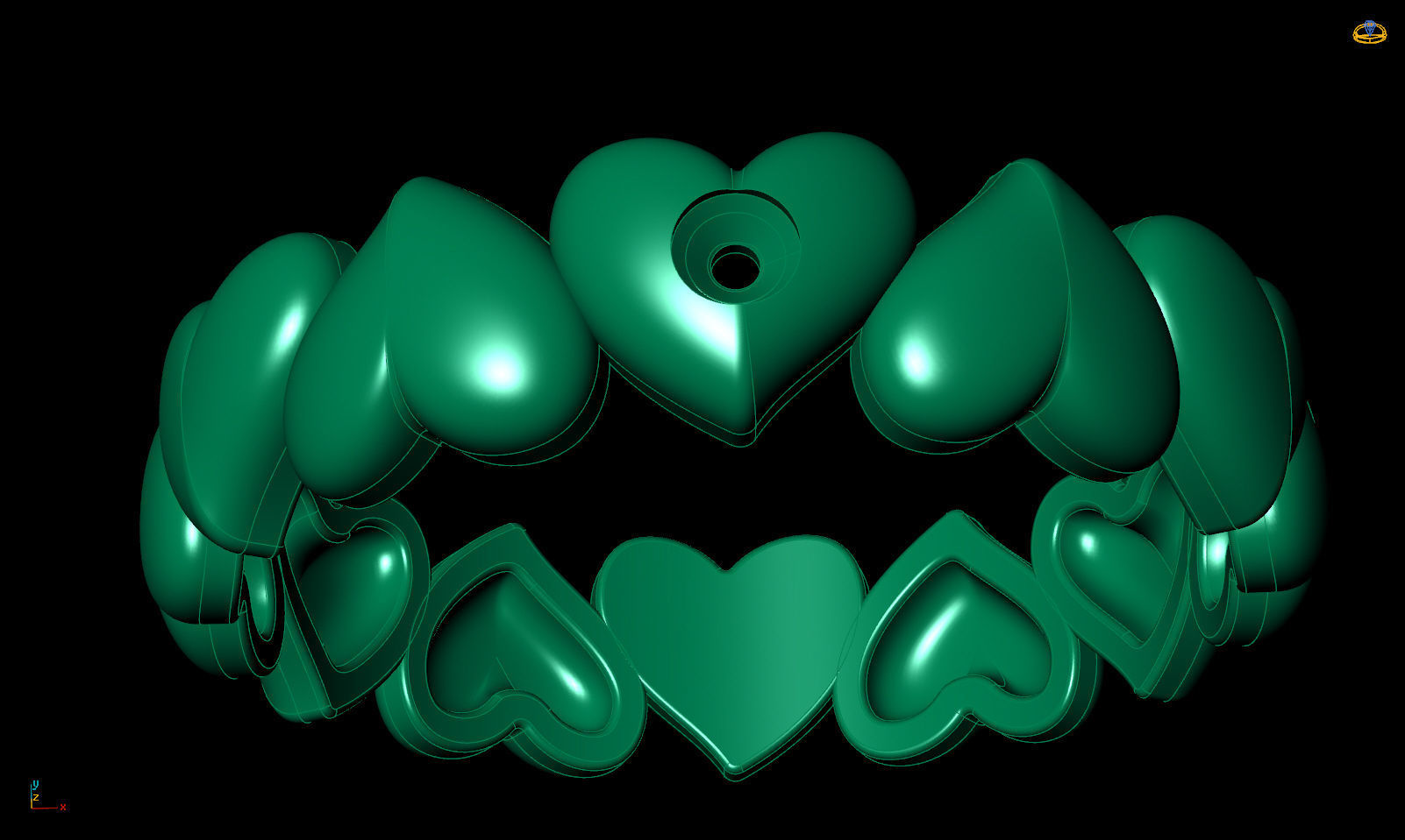 Band ring heart with stone printable 3d model 3D print model_13