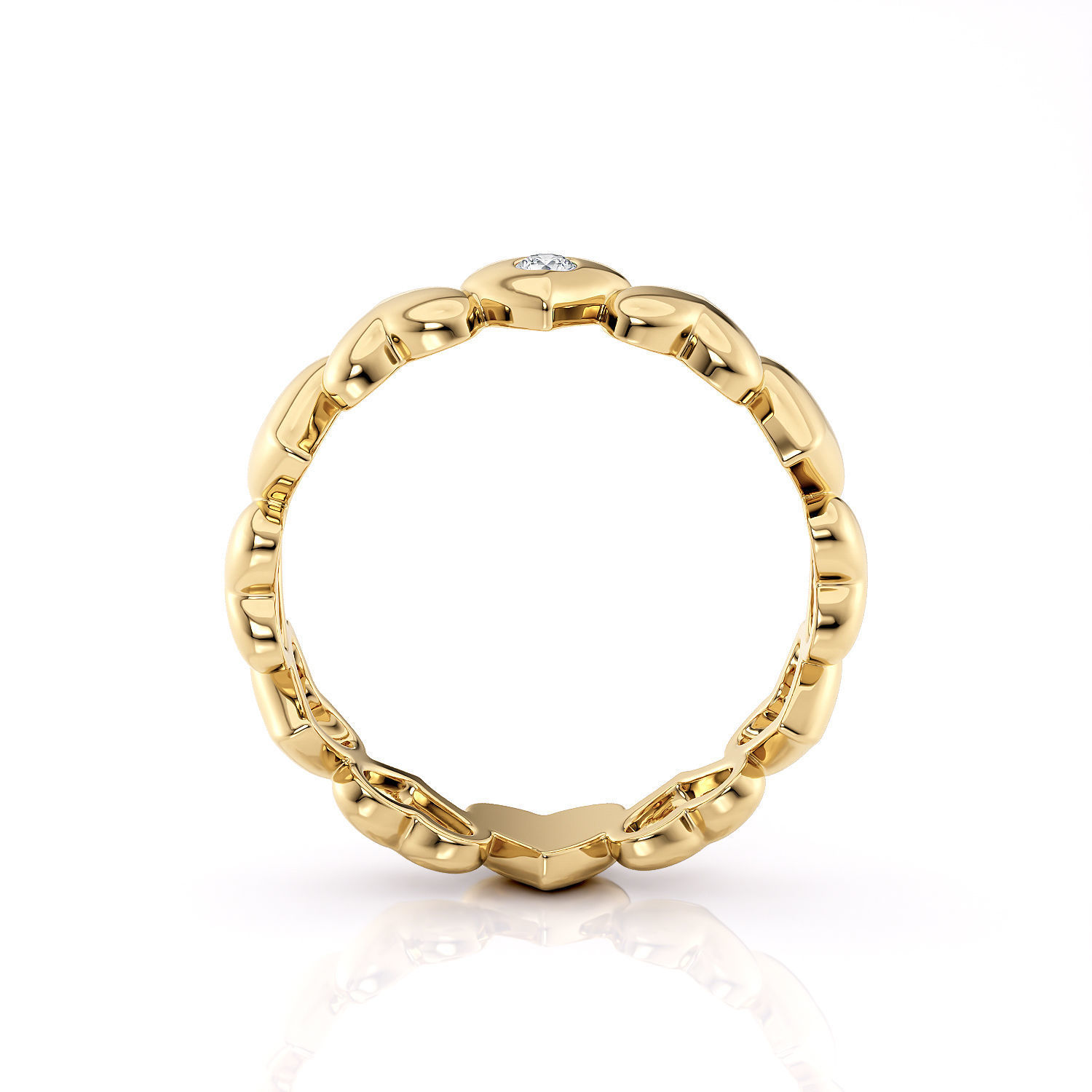 Band ring heart with stone printable 3d model 3D print model_10