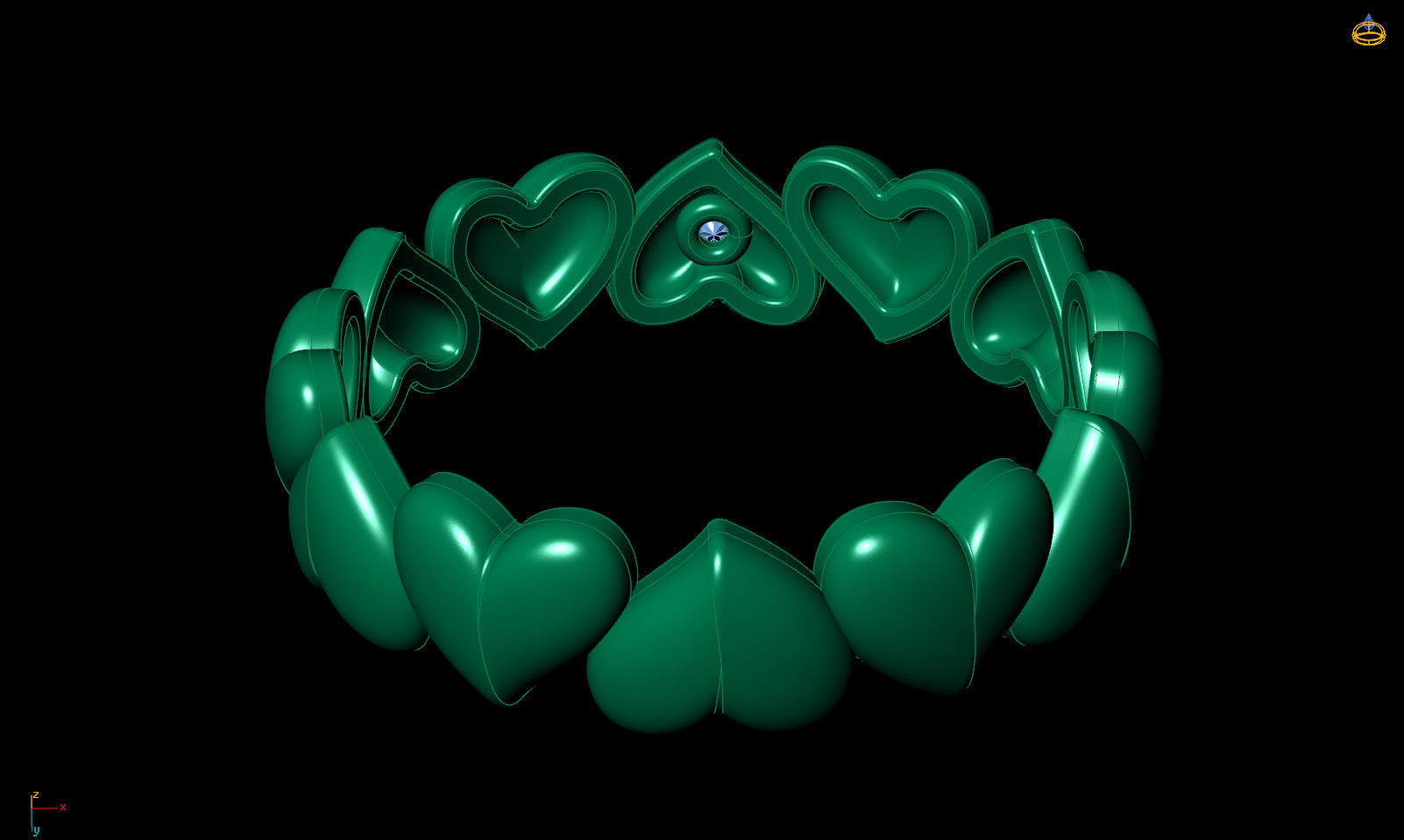 Band ring heart with stone printable 3d model 3D print model_14