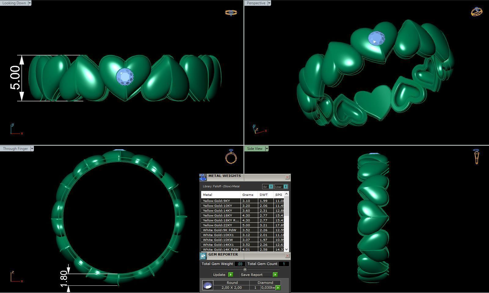 Band ring heart with stone printable 3d model 3D print model_1