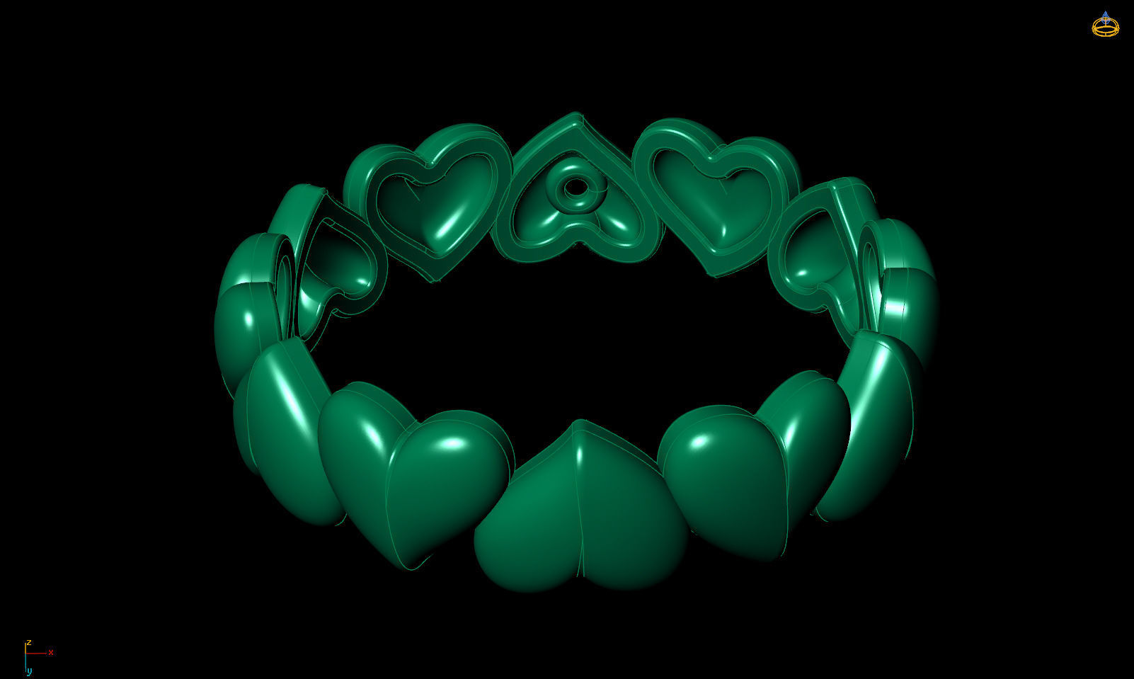 Band ring heart with stone printable 3d model 3D print model_15