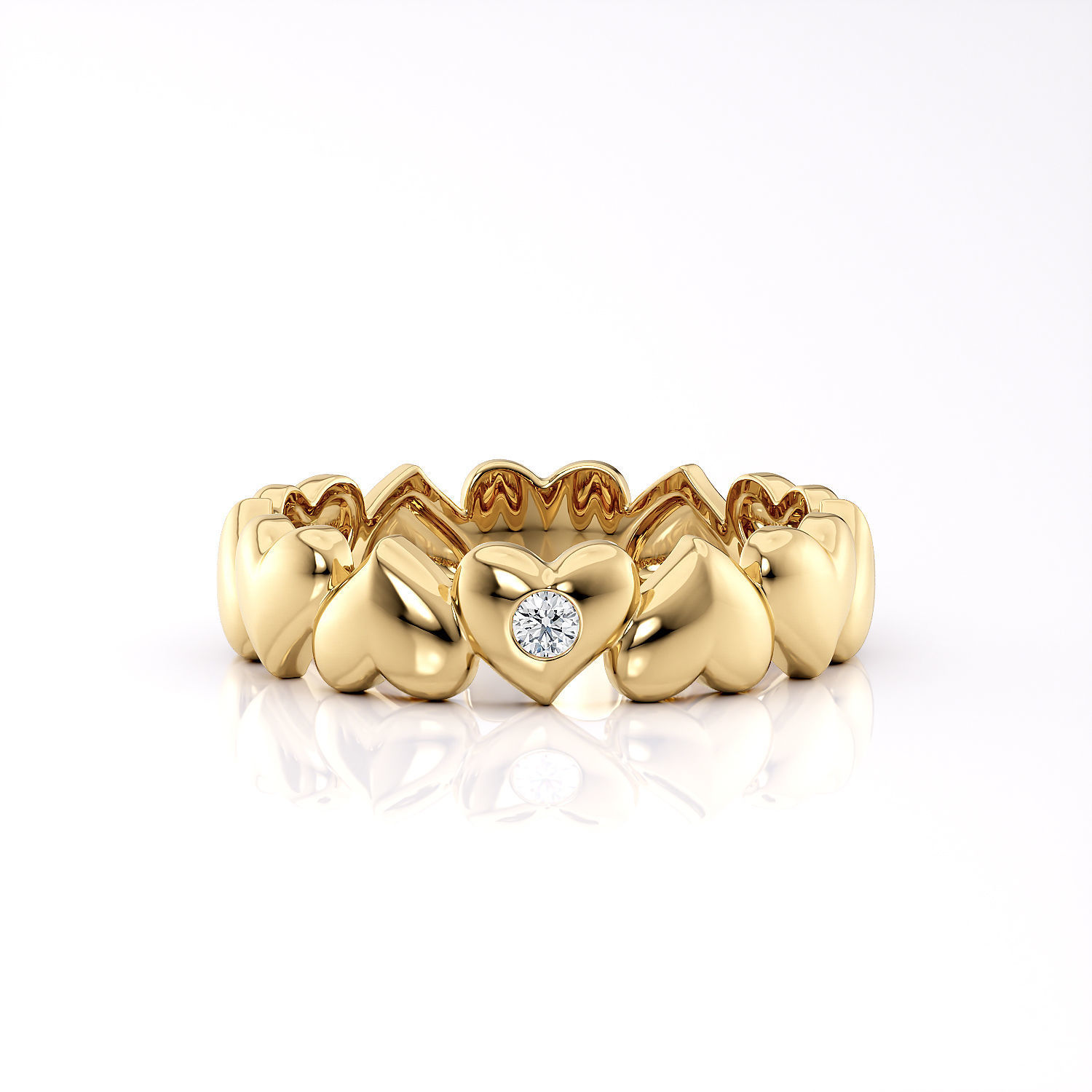 Band ring heart with stone printable 3d model 3D print model_8