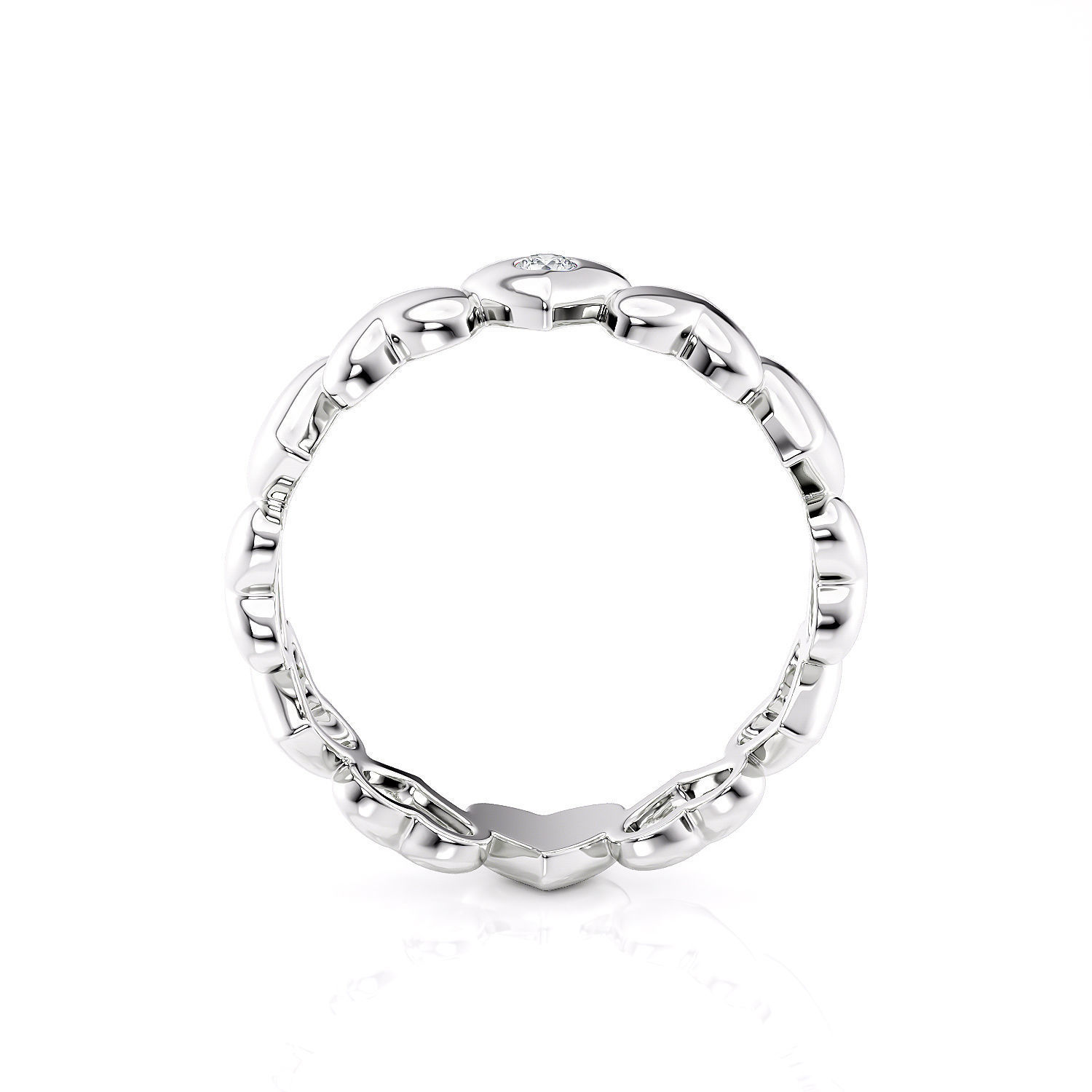 Band ring heart with stone printable 3d model 3D print model_7