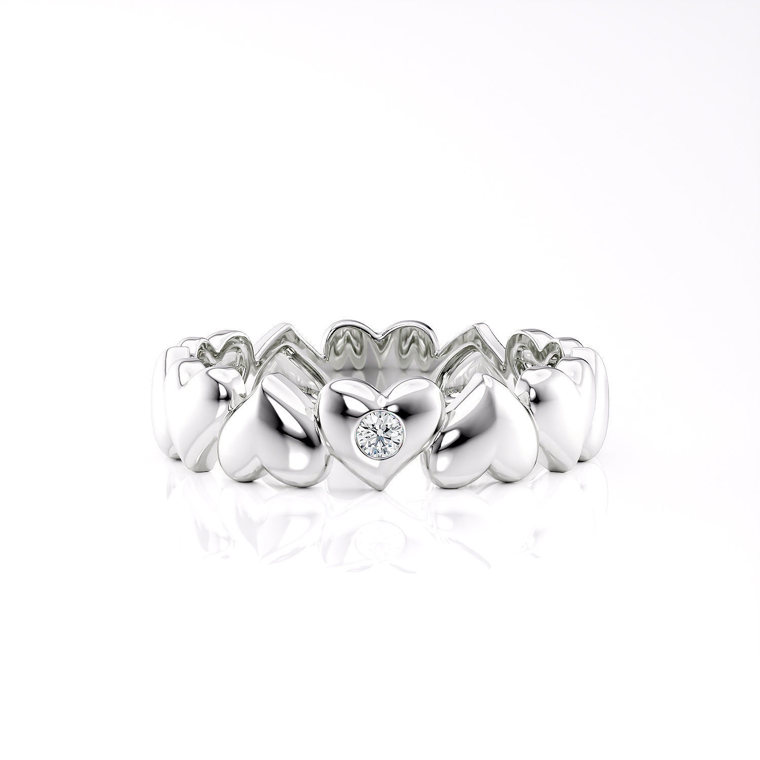 Band ring heart with stone printable 3d model 3D print model_5