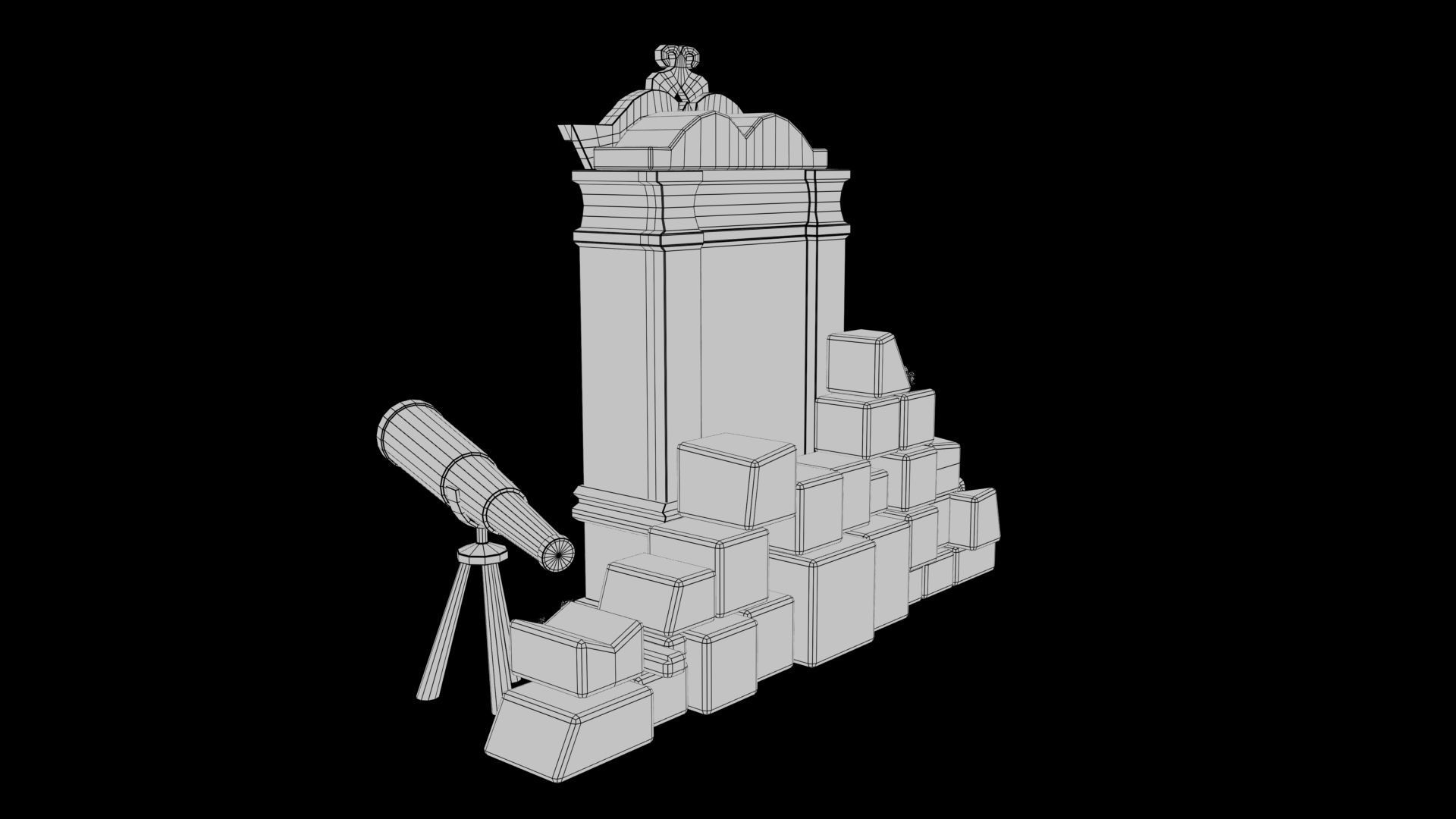 Stylized bookcase Low-poly 3D model_7