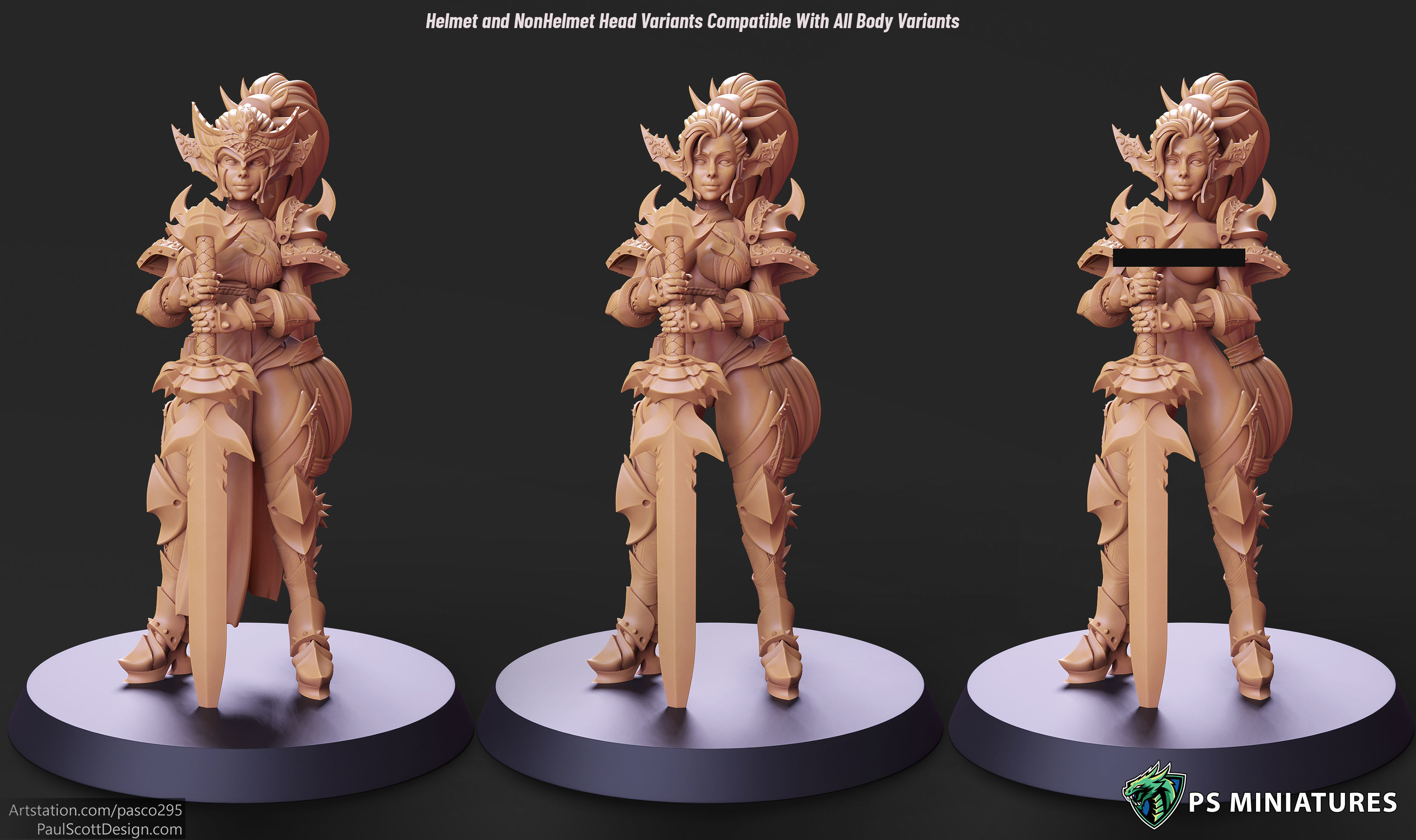 Drow Legionnaire Pose 2 - 4 Variants and Pinup 3D print model_1