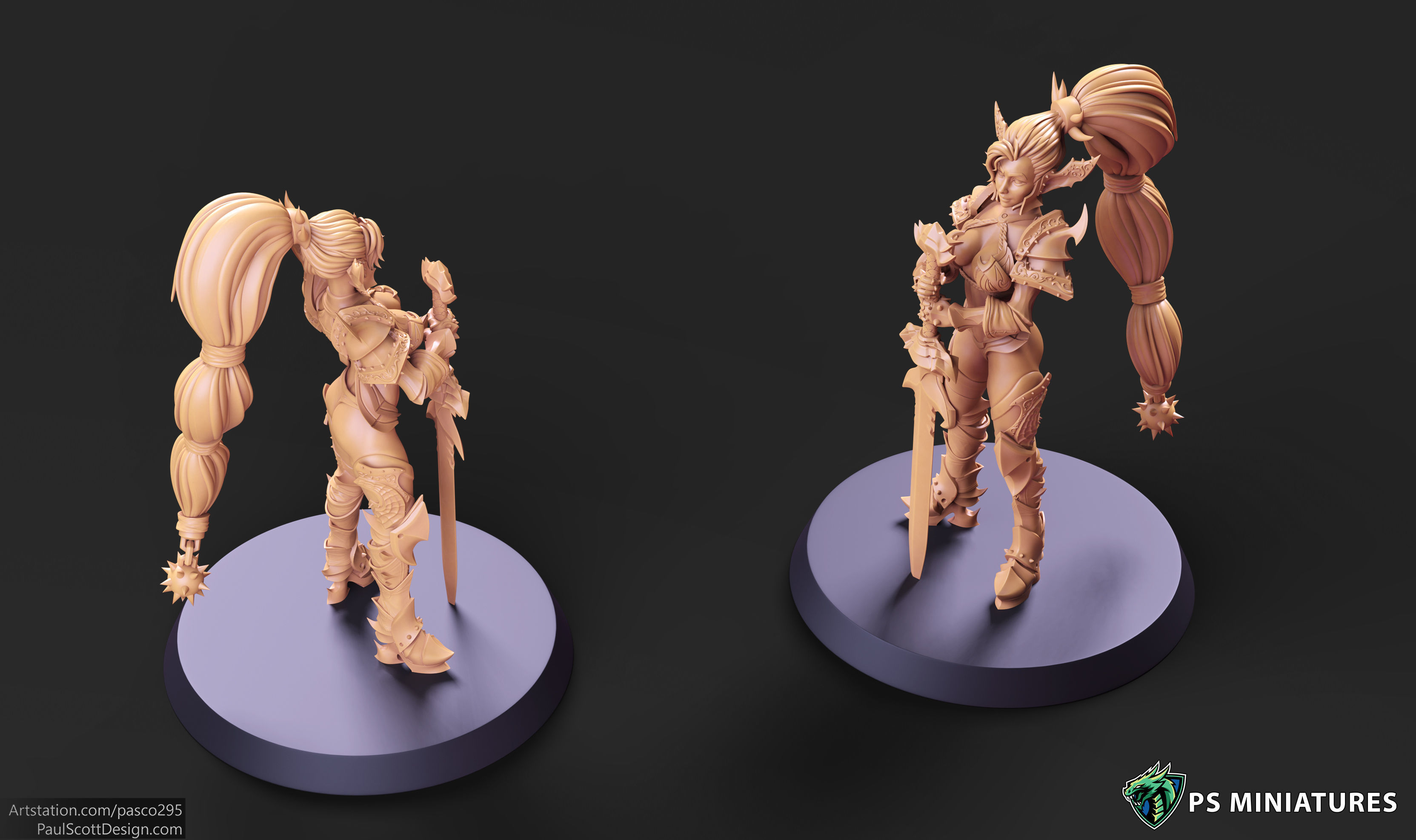 Drow Legionnaire Pose 2 - 4 Variants and Pinup 3D print model_4