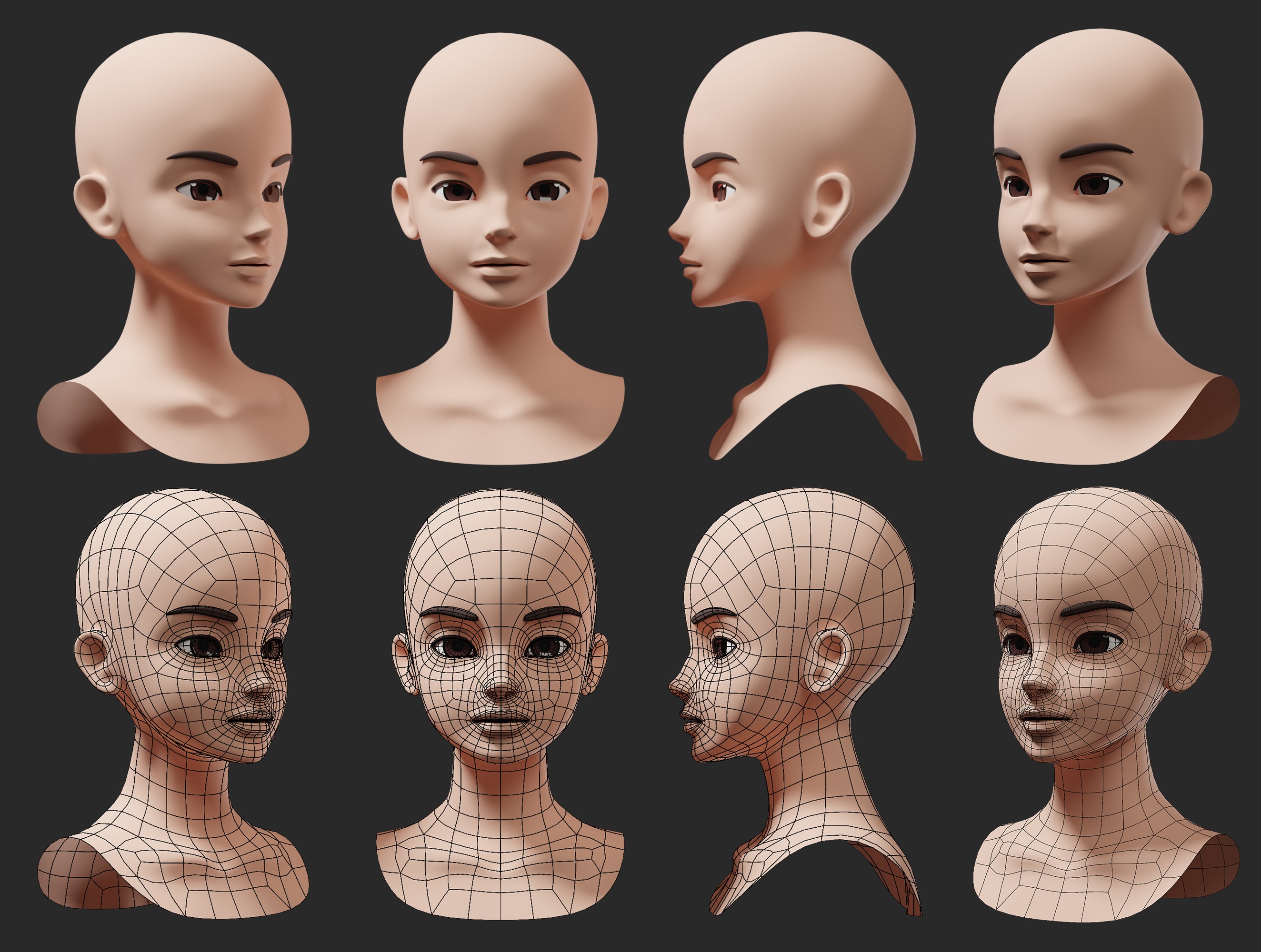 Lowpoly Stylized Character Base 3D model_4