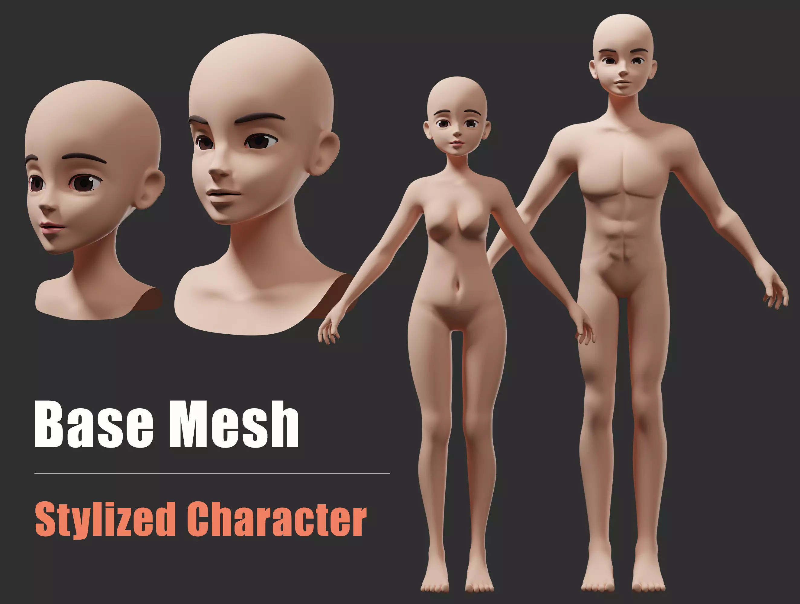 Lowpoly Stylized Character Base 3D model_0