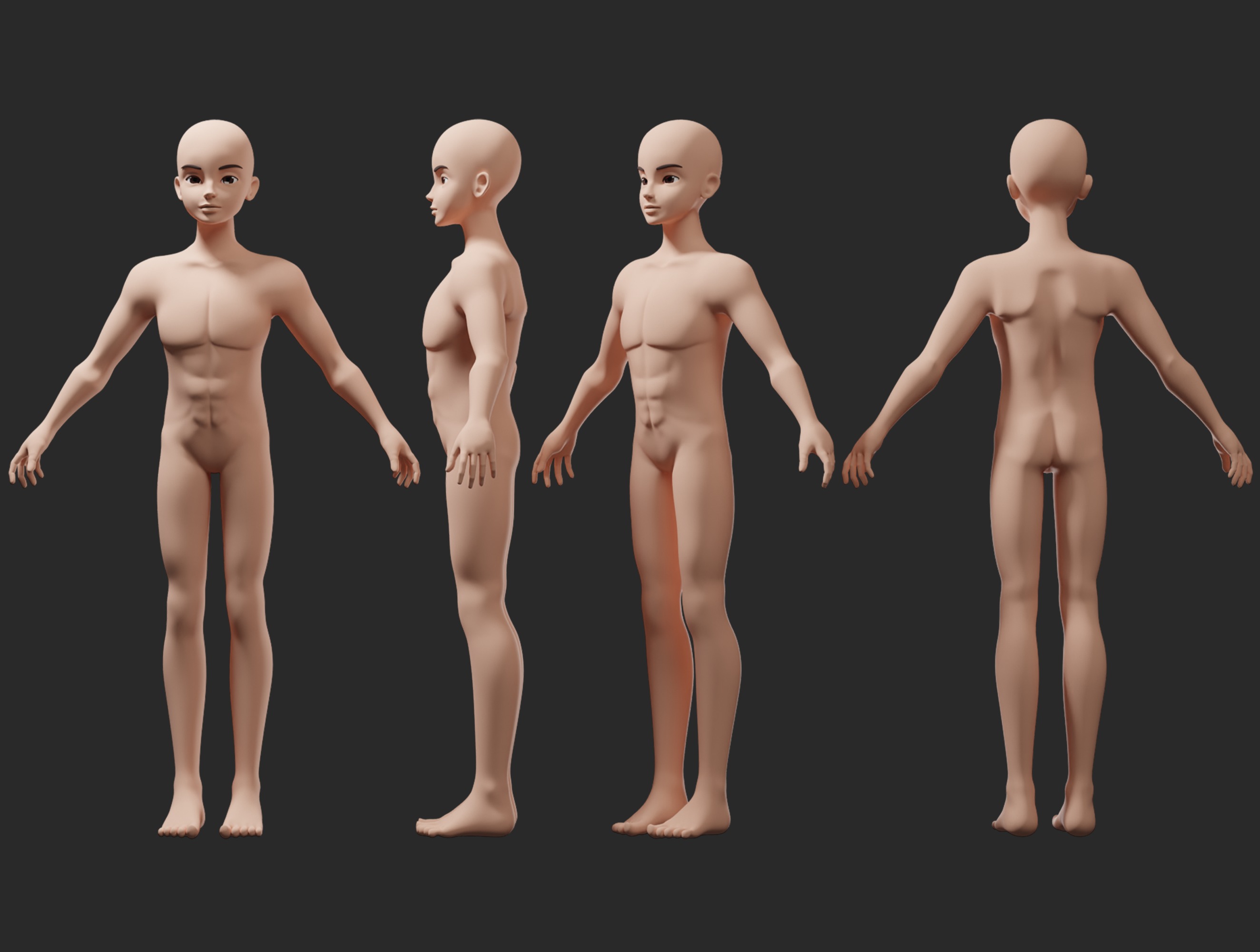 Lowpoly Stylized Character Base 3D model_7