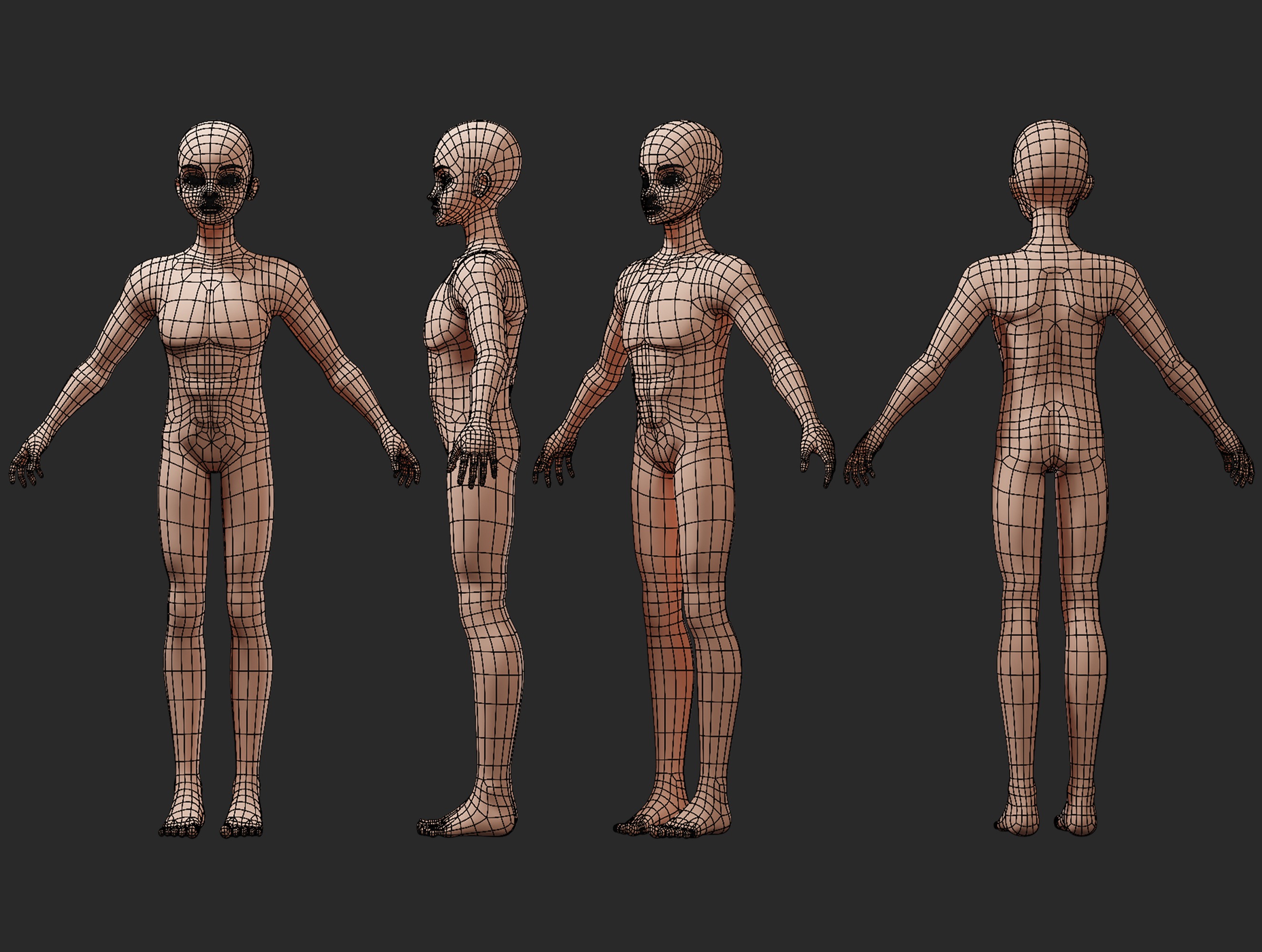 Lowpoly Stylized Character Base 3D model_8