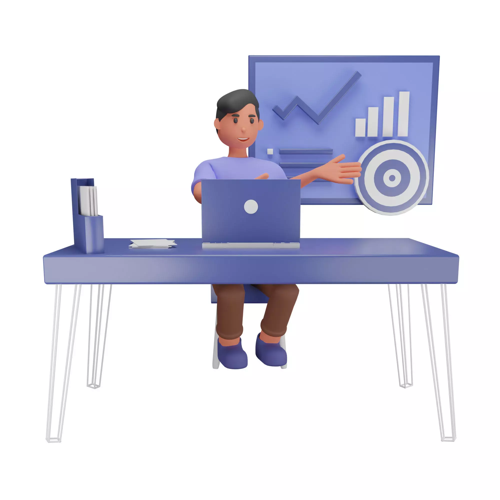 Business Goal Concept Low-poly 3D model