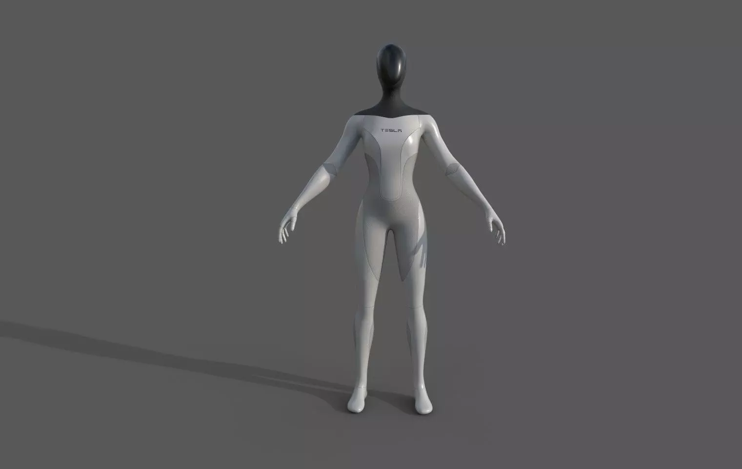 Tesla bot - female version concept Low-poly 3D model_0