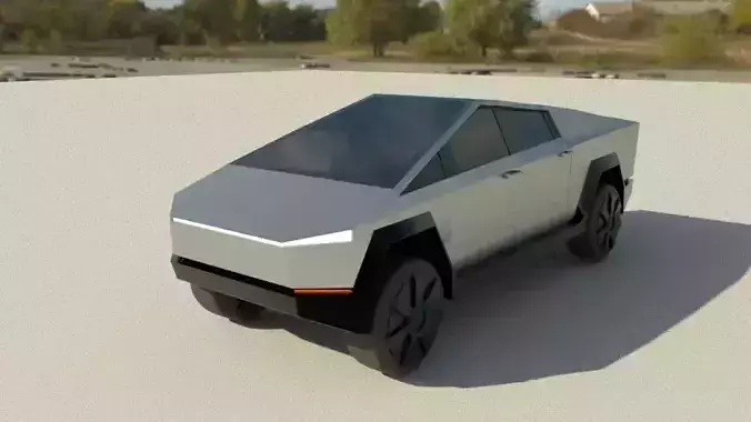 CyberTruck futuristic electric vehicle Low-poly 3D model
