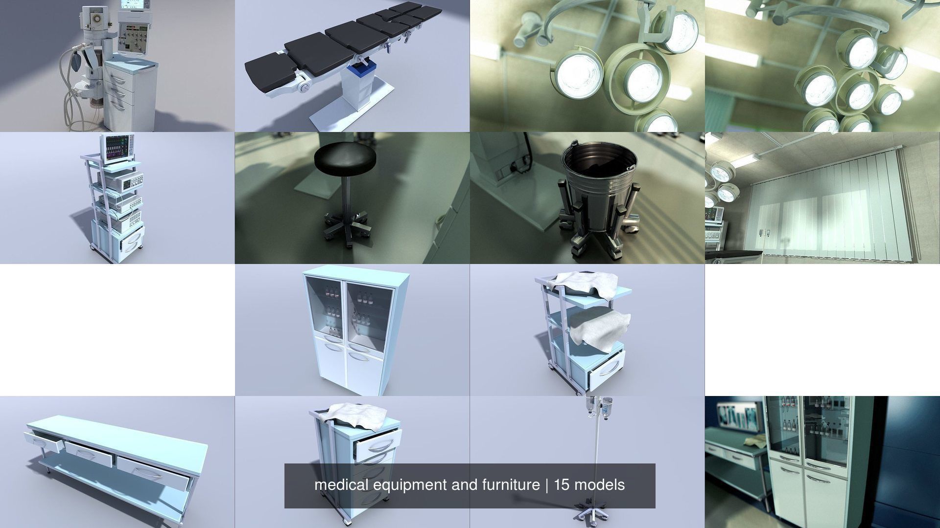 medical equipment and furniture 3D Model Collection_0
