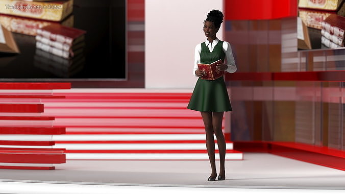 Black Teenage Schoolgirl Rigged for Cinema 4D 3D model