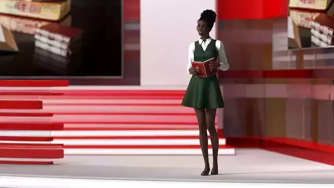 Black Teenage Schoolgirl Rigged for Cinema 4D