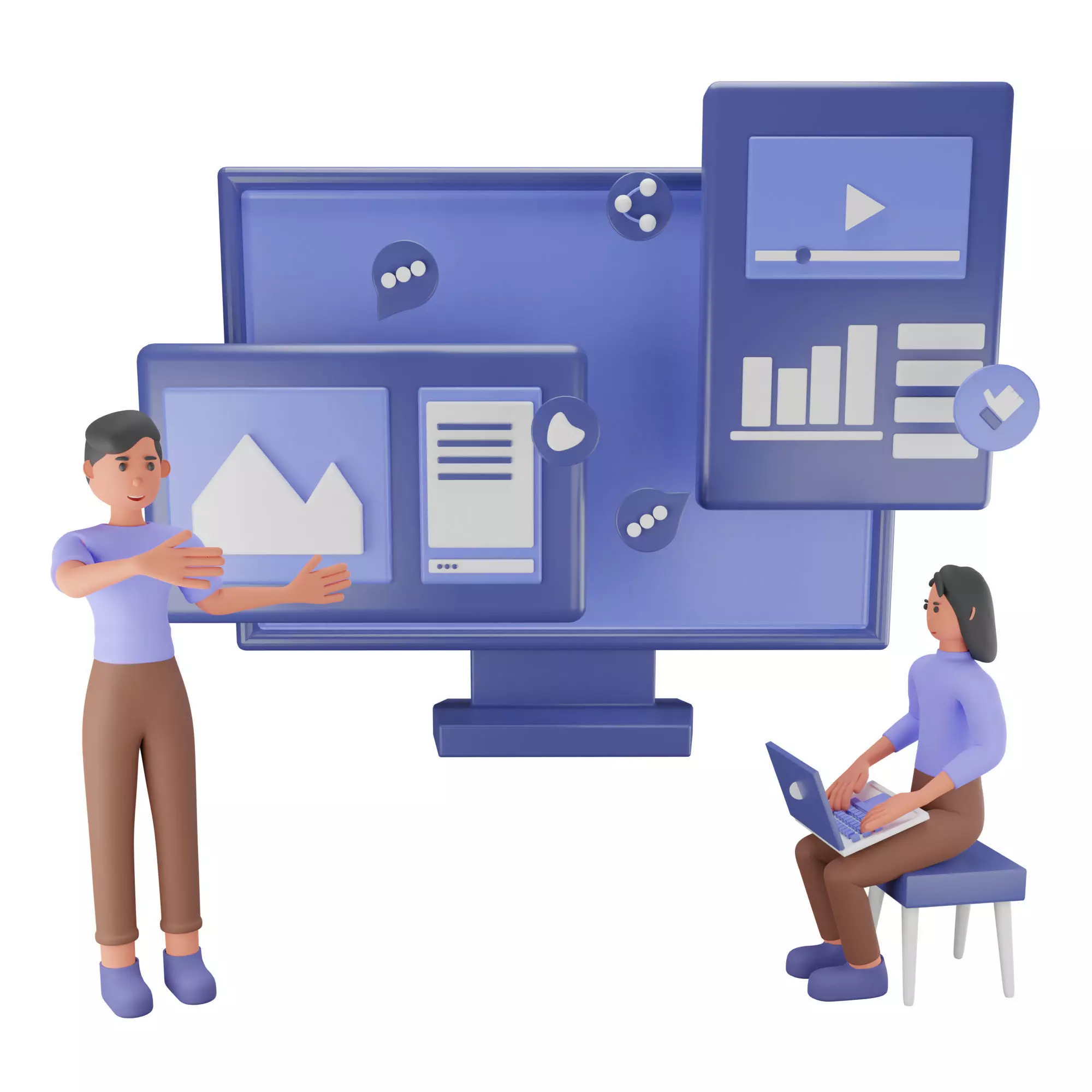 Social Media Marketing Low-poly 3D model_0