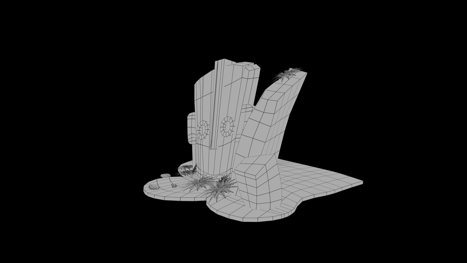 Tombstone tiki statue Low-poly 3D model_6