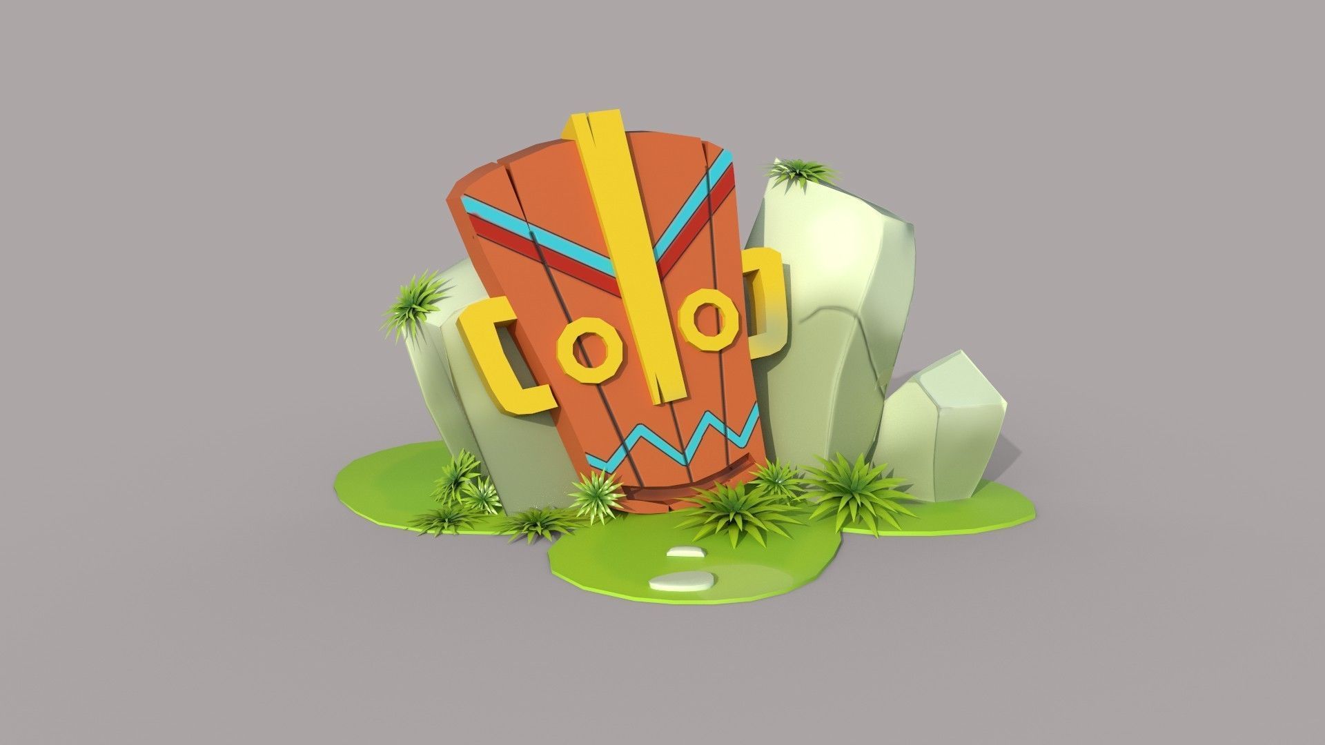 Tombstone tiki statue Low-poly 3D model_4