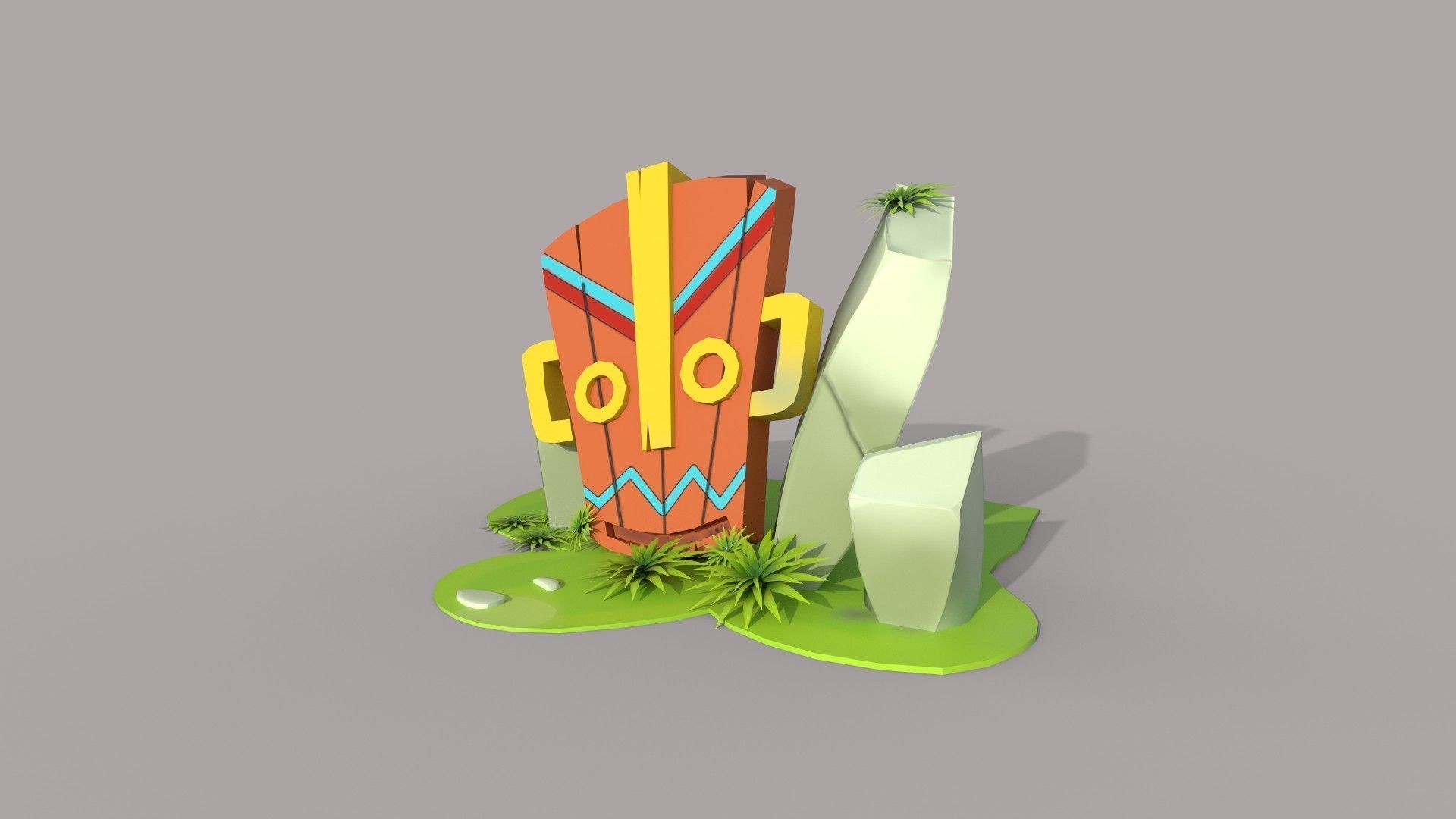 Tombstone tiki statue Low-poly 3D model_1