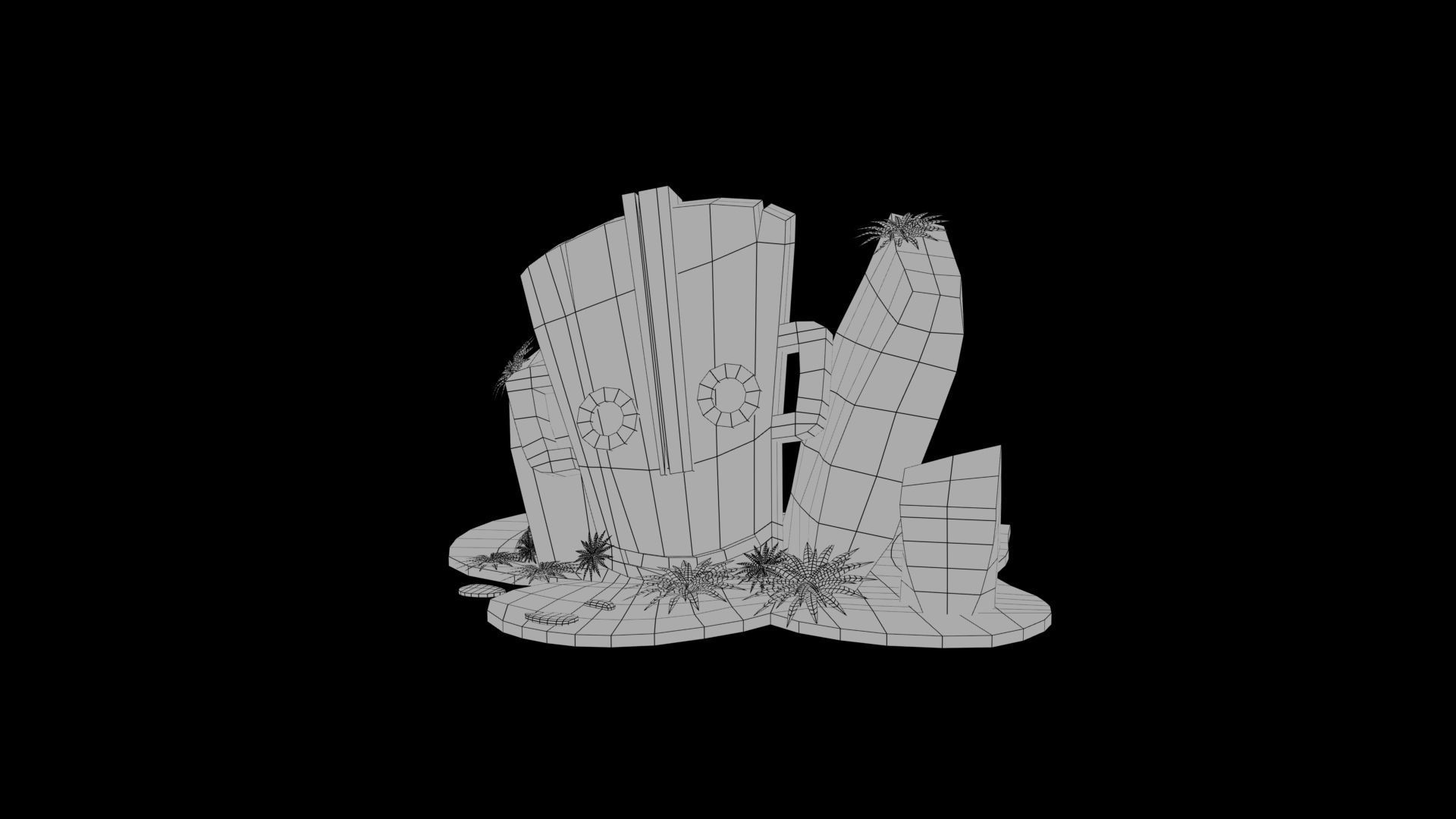 Tombstone tiki statue Low-poly 3D model_5