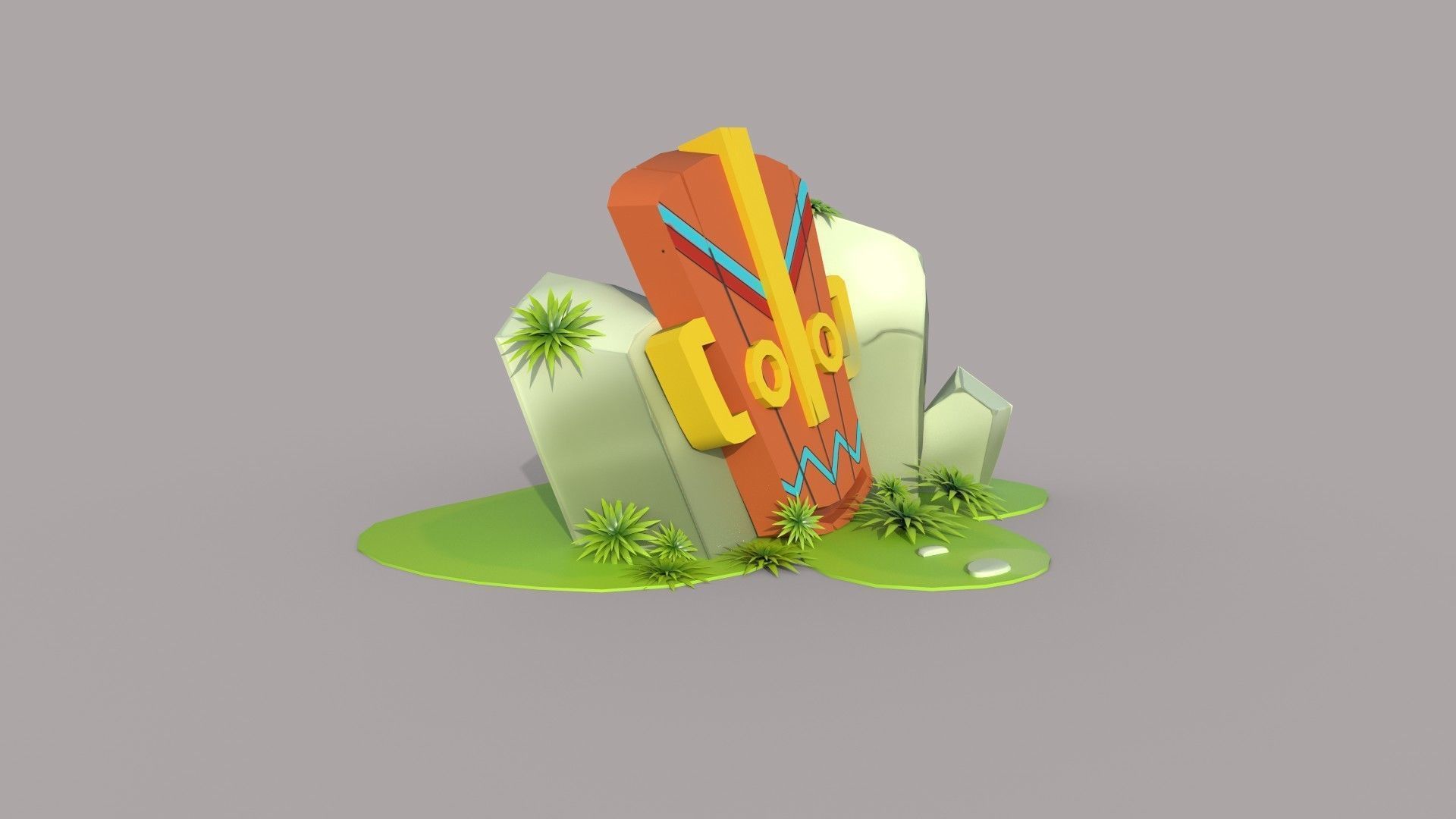 Tombstone tiki statue Low-poly 3D model_3