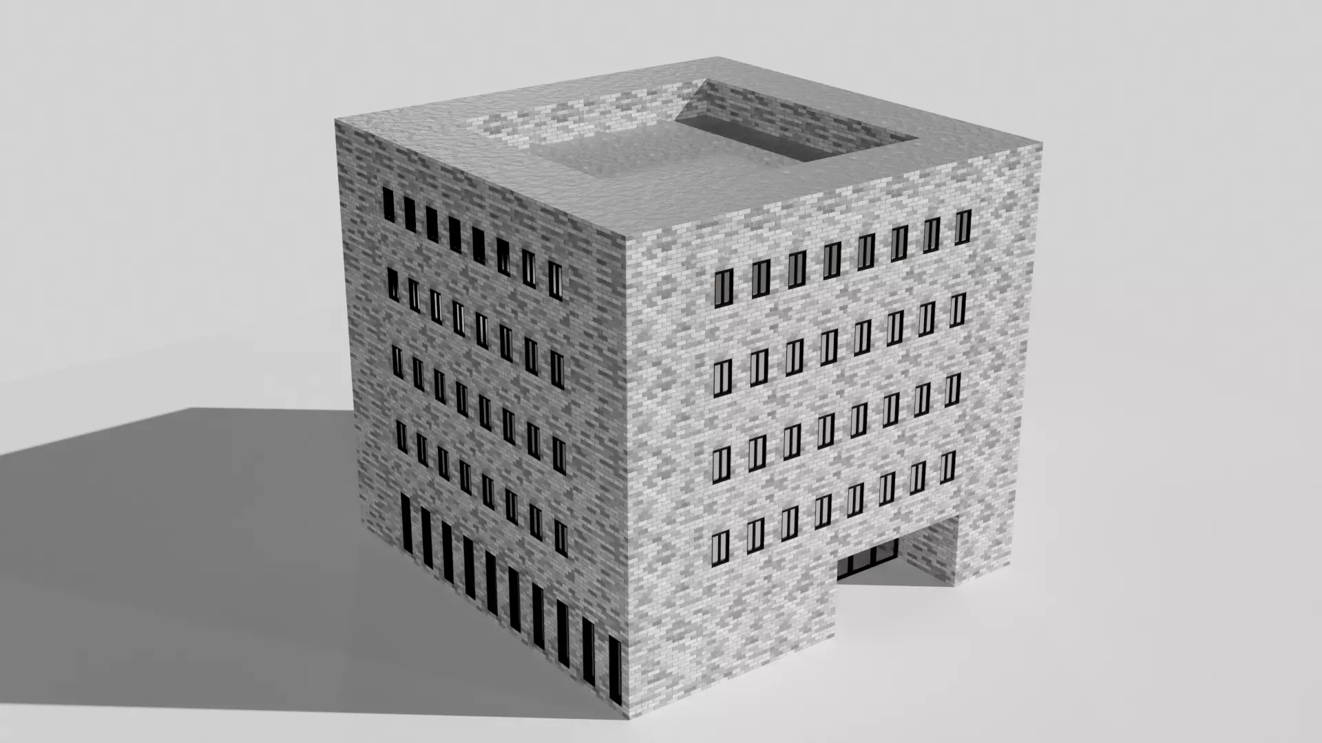 Low polygon building model Low-poly 3D model_0