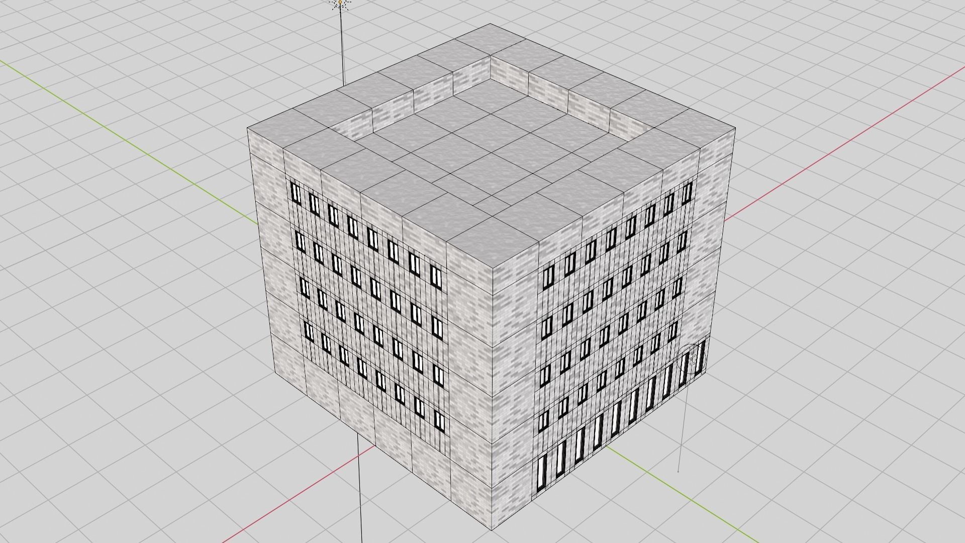 Low polygon building model Low-poly 3D model_10
