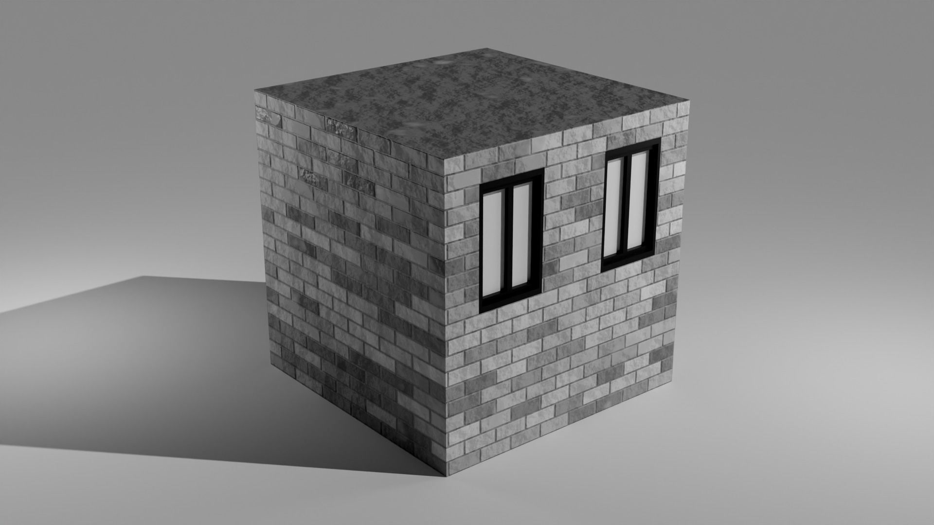 Low polygon building model Low-poly 3D model_1