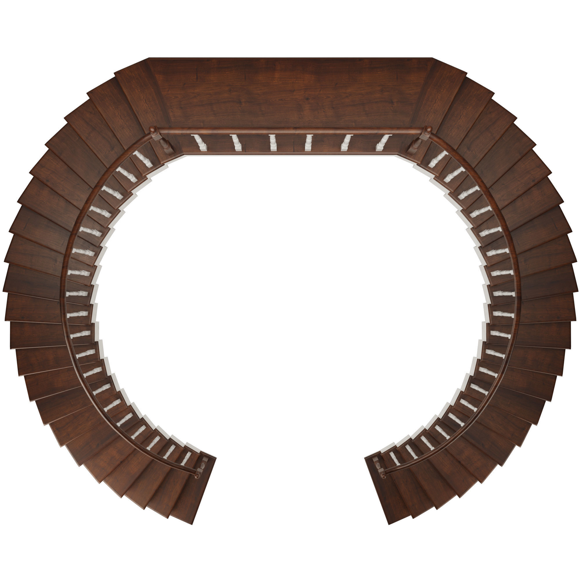 Double stairs Low-poly 3D model_3