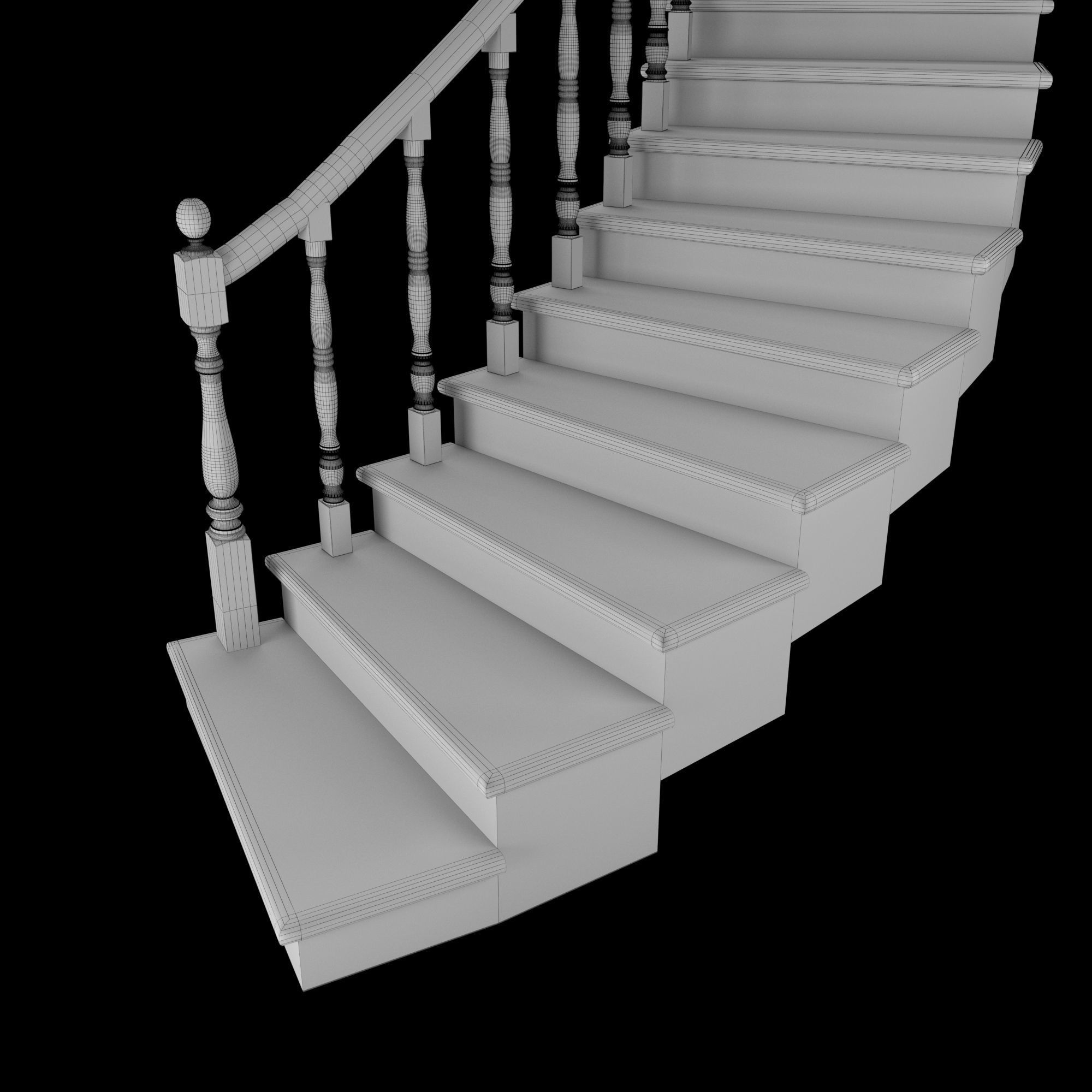 Double stairs Low-poly 3D model_5