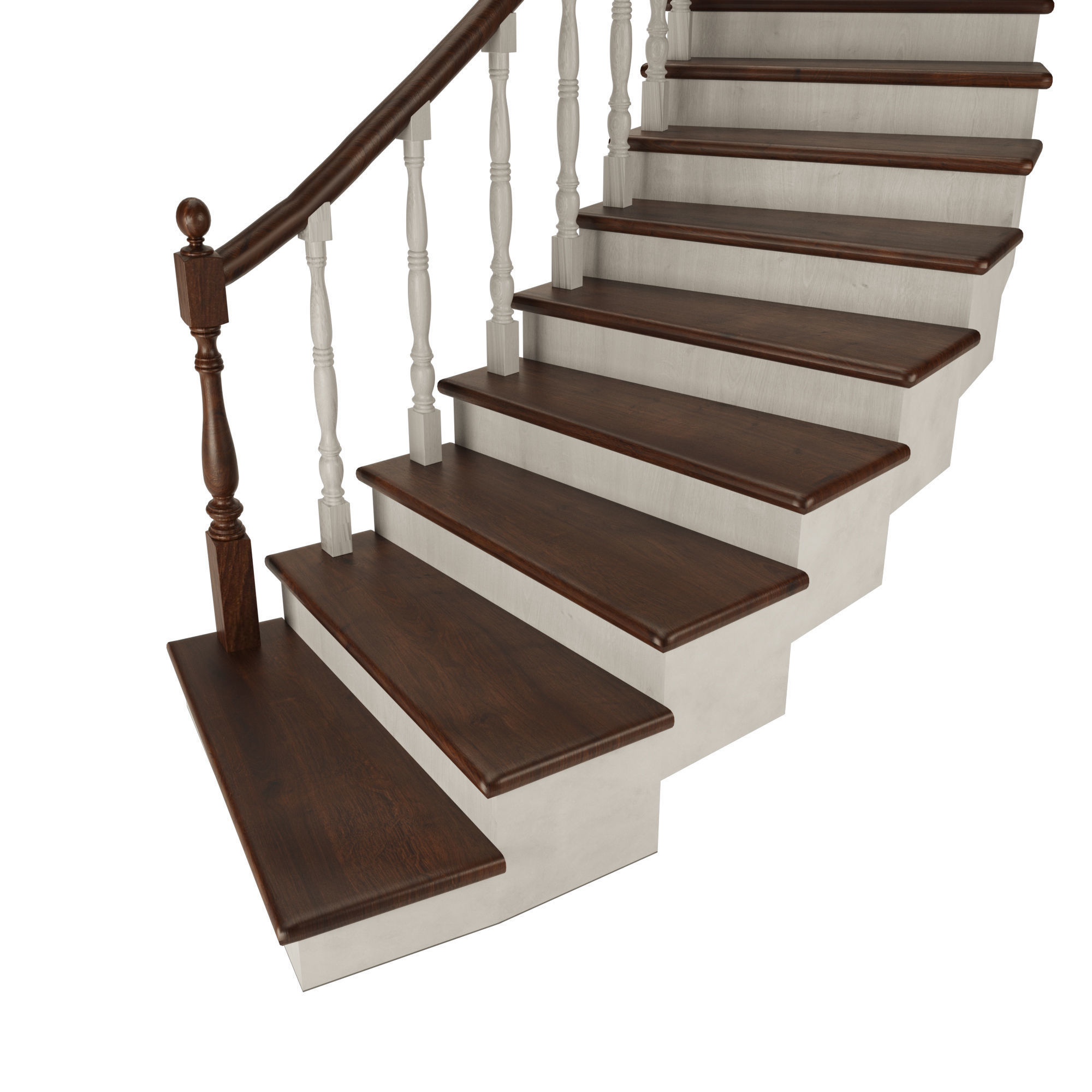 Double stairs Low-poly 3D model_4