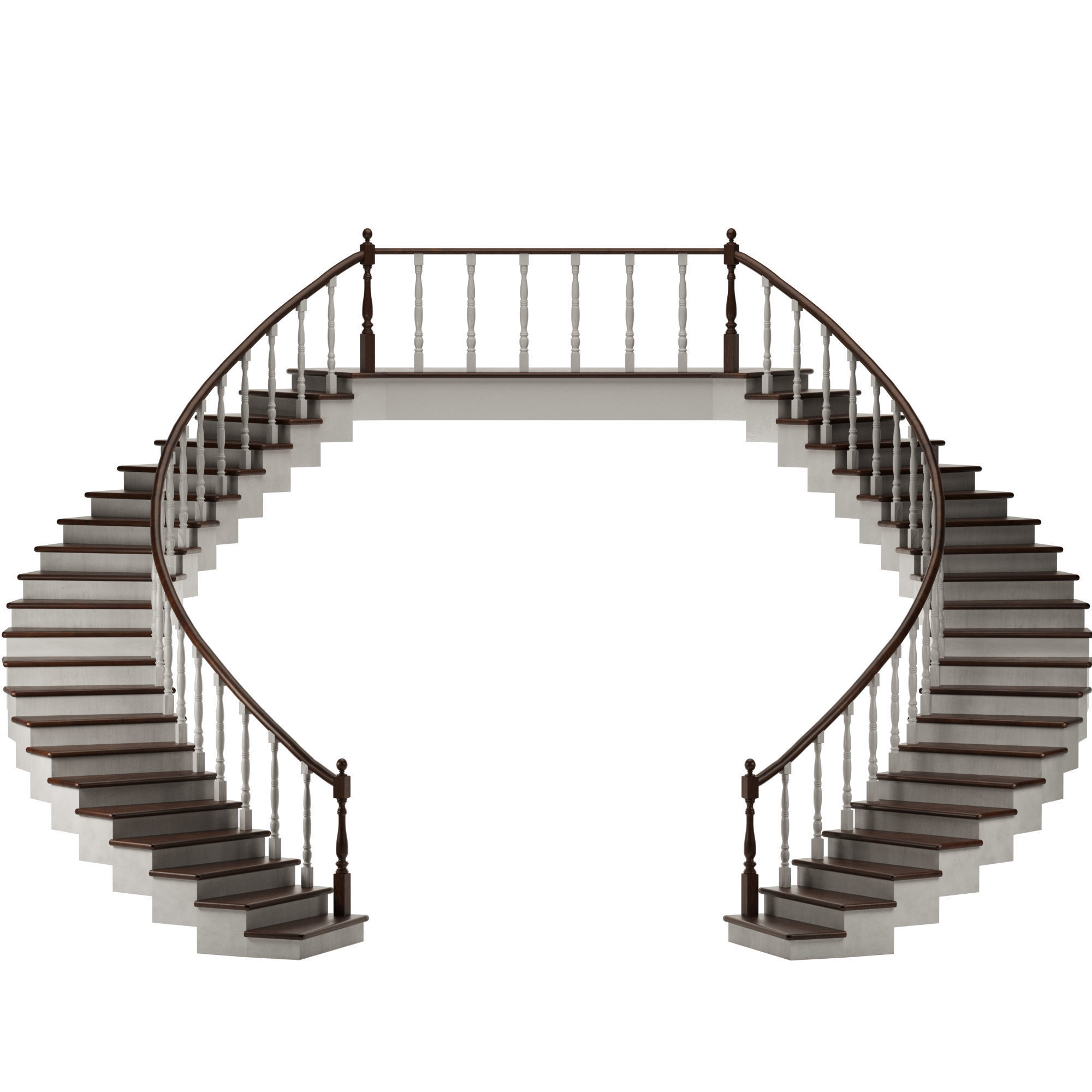 Double stairs Low-poly 3D model_2