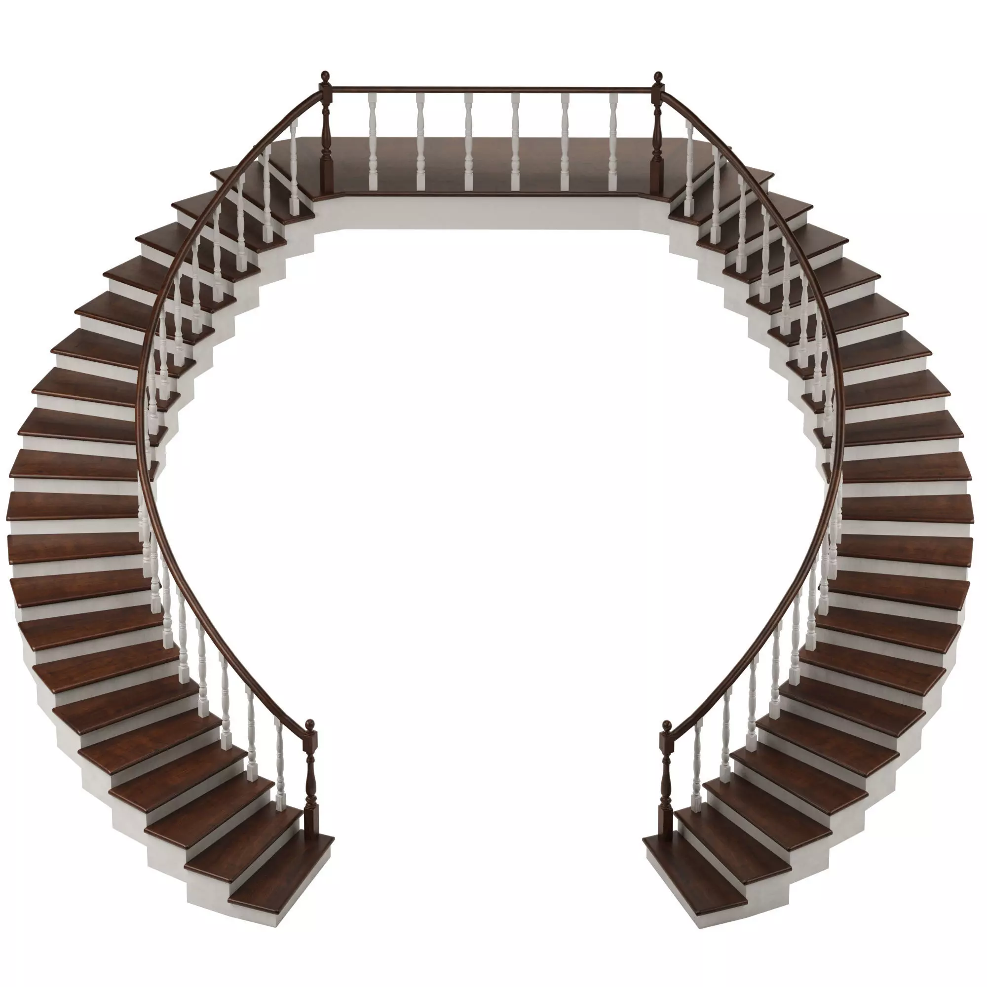 Double stairs Low-poly 3D model_0