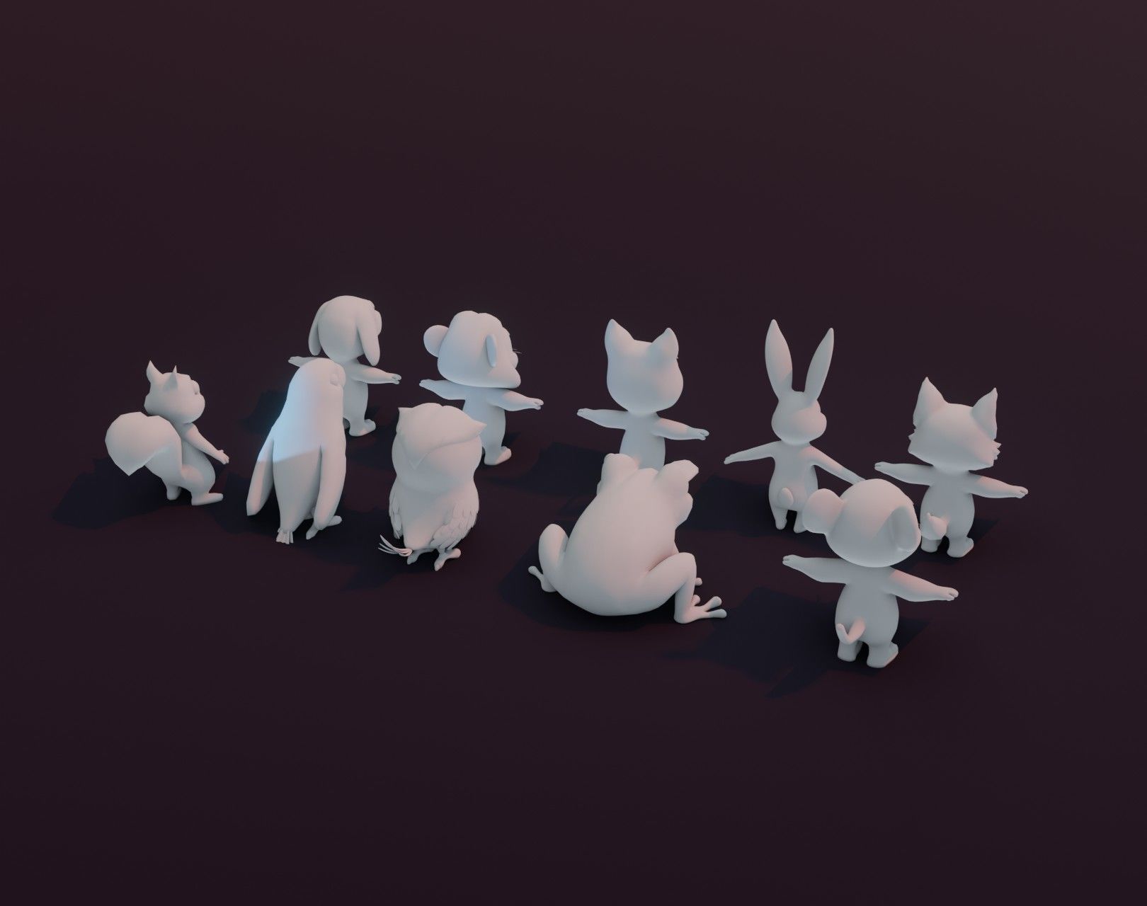 Cartoon Animals Rigged Base Mesh 10 Models Pack Vol 1 Low-poly 3D model_2