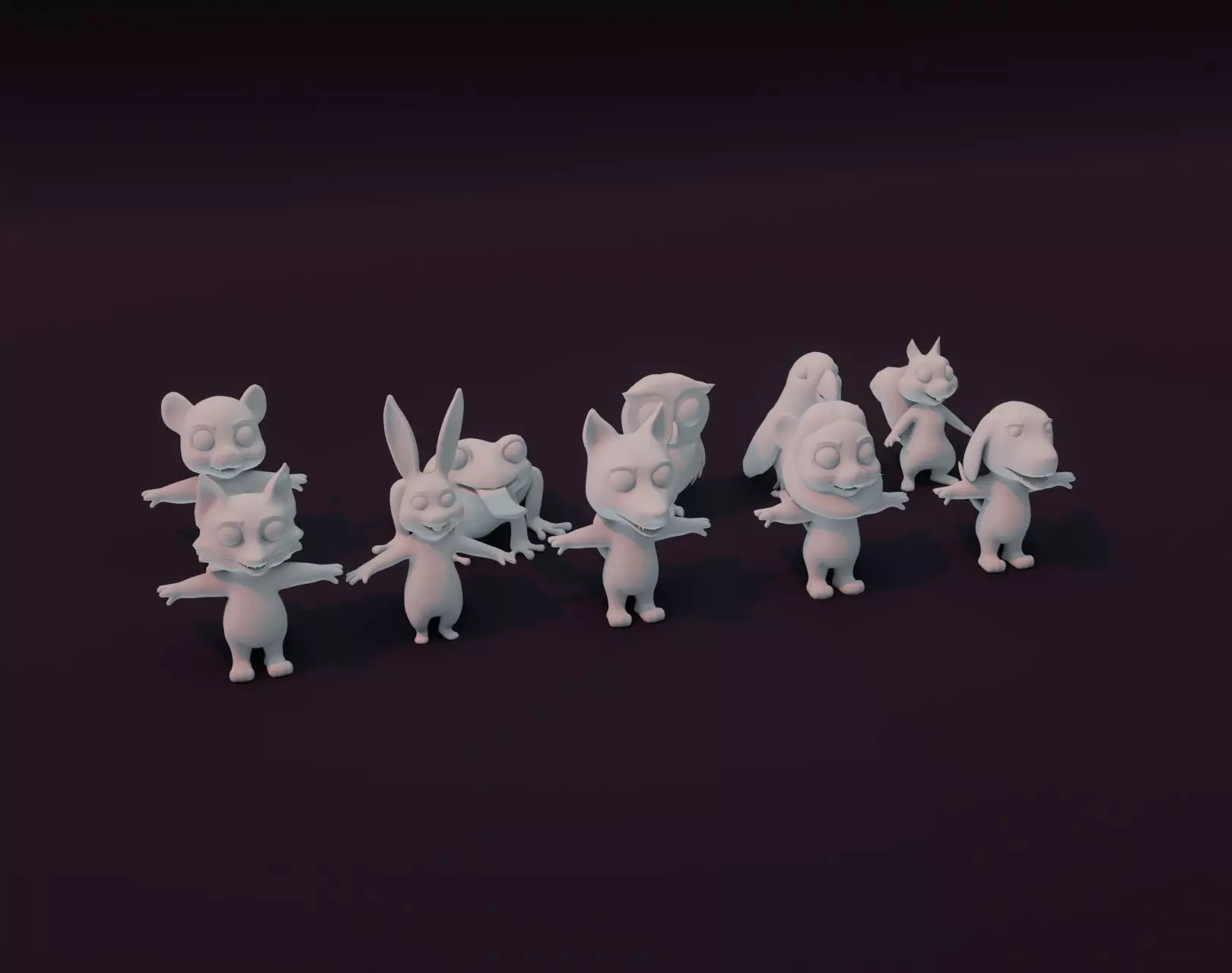 Cartoon Animals Rigged Base Mesh 10 Models Pack Vol 1 Low-poly 3D model_0