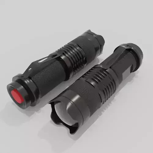 Police LED Flashlight Low-Poly Black