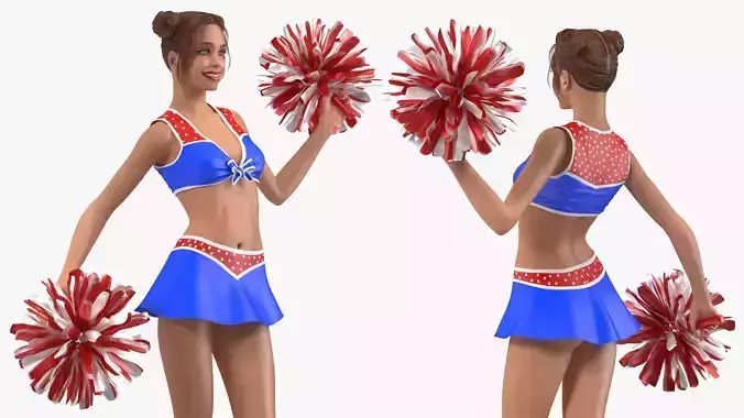 Young Woman Cheerleader Rigged for Maya 3D model